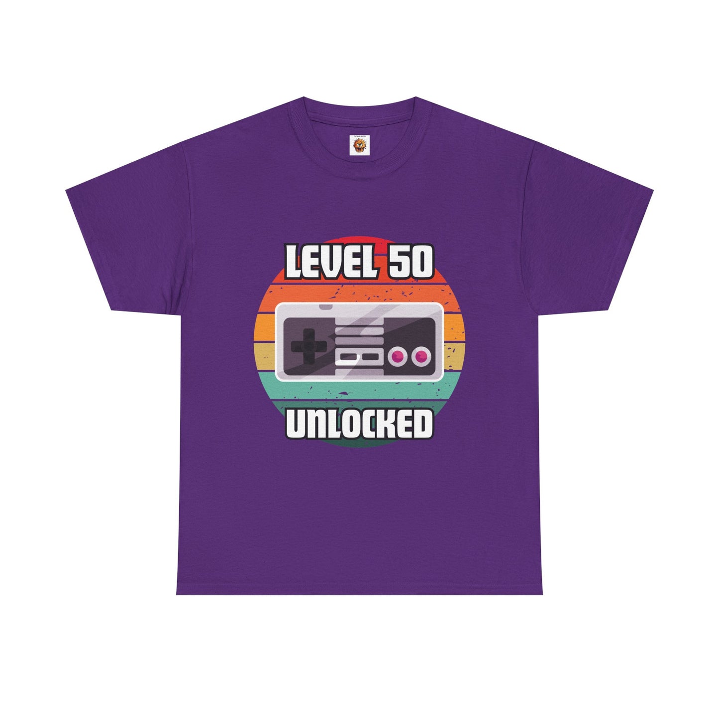 Gaming Level 50 Unlocked Tee - Unisex Heavy Cotton T-Shirt, Video Game, Gamer, Happy Birthday Shirt, Geek, Nerd, Retro