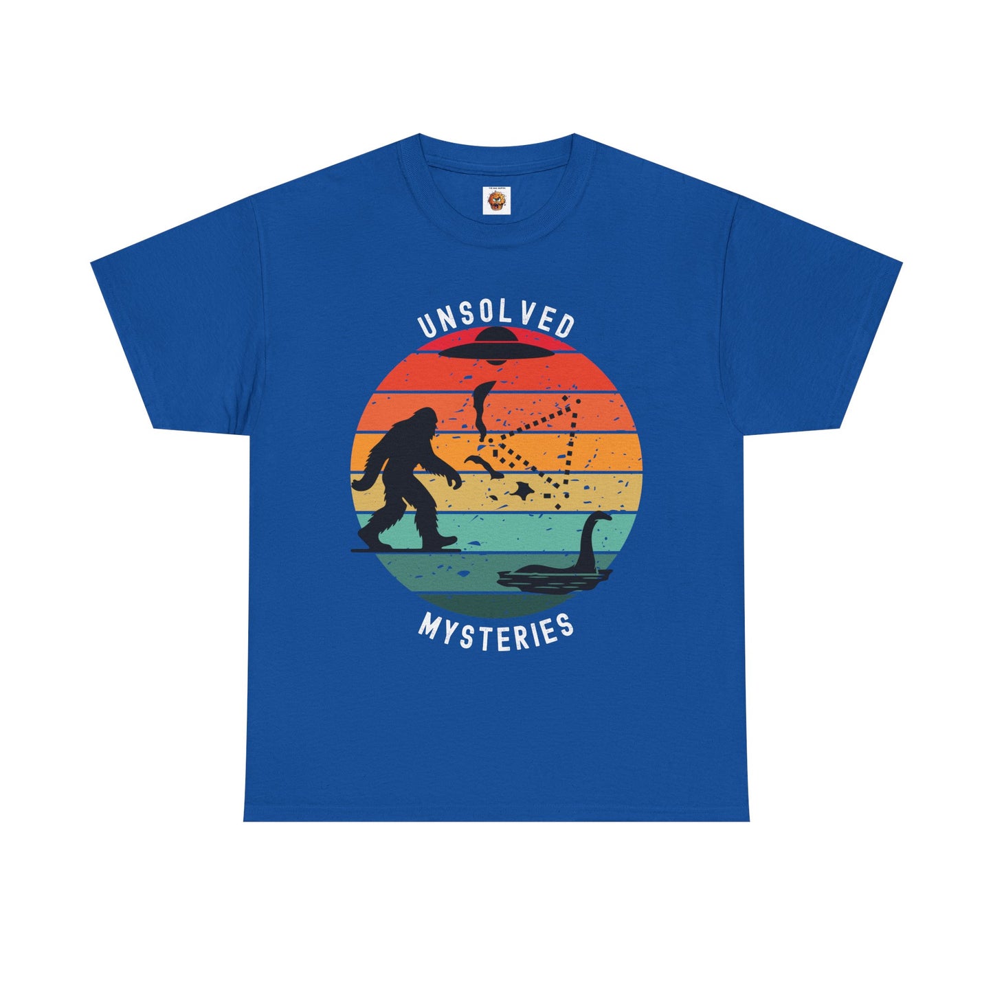 Vintage Retro Sun Cryptid Unsolved Mysteries Exploration Unisex Heavy Cotton Tee Shirt T-Shirt - UFO, Alien, Bigfoot, Lochness Monster, Bermuda Triangle, Geek, Nerd