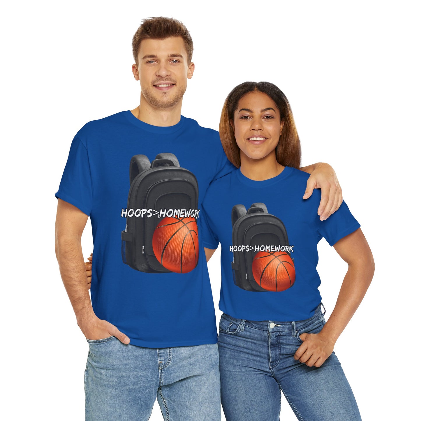 Basketball Tee: Hoops Over Homework, Unisex Cotton Shirt for Sports Lovers, Perfect for Students, Birthday Gift, Game Day Wear