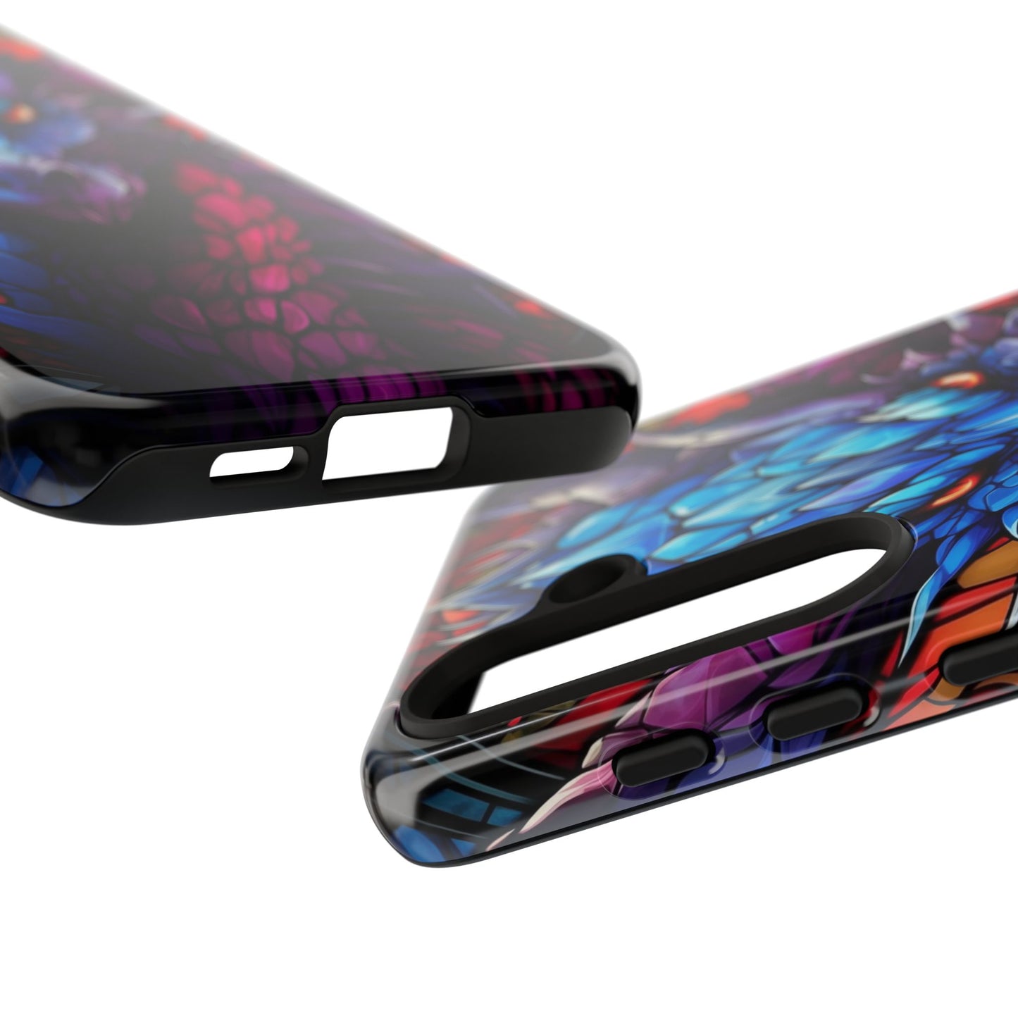 Colorful Blue Dragon Stained Glass Design Phone Case - Tough and Stylish Protection for Your Device, iPhone, Samsung, DND, Fantasy
