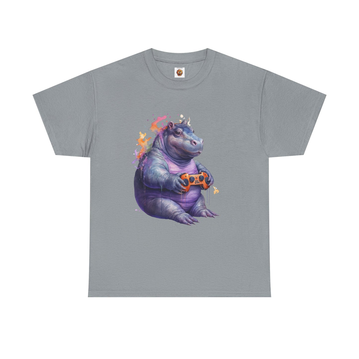 Cute Kawaii Gaming Pygmy Hippo Unisex Heavy Cotton Tee - Fun and Quirky Shirt for Gamers, Video Game, Girl, Anime, Weeb, Otaku, Moo Deng, Thailand