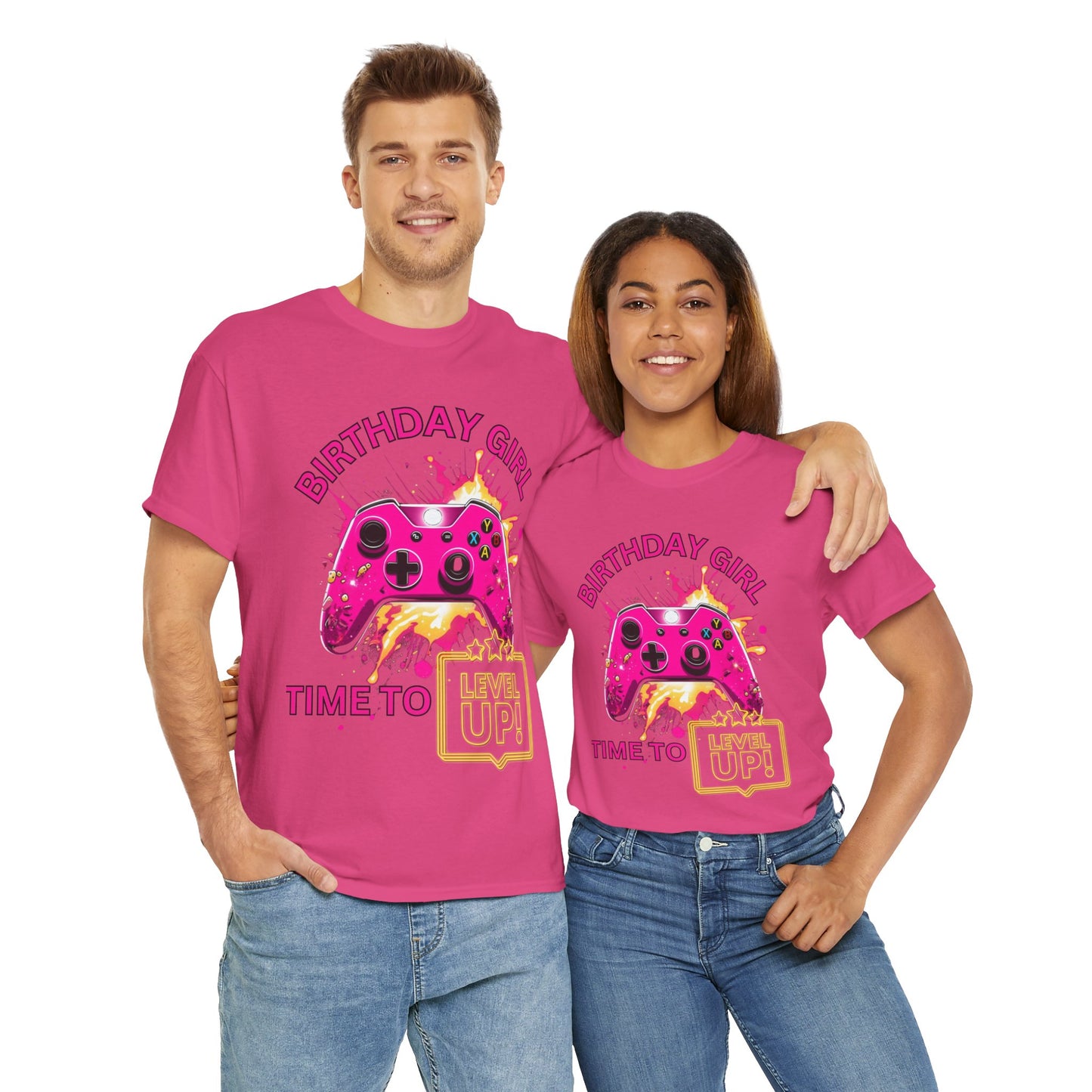 Happy Birthday Girl Gaming Tee Shirt T-Shirt - Time to Level Up, Gamer, Gaming, Video Games, Great For Gamer Girls, Women, Ladies, Geek, Nerd