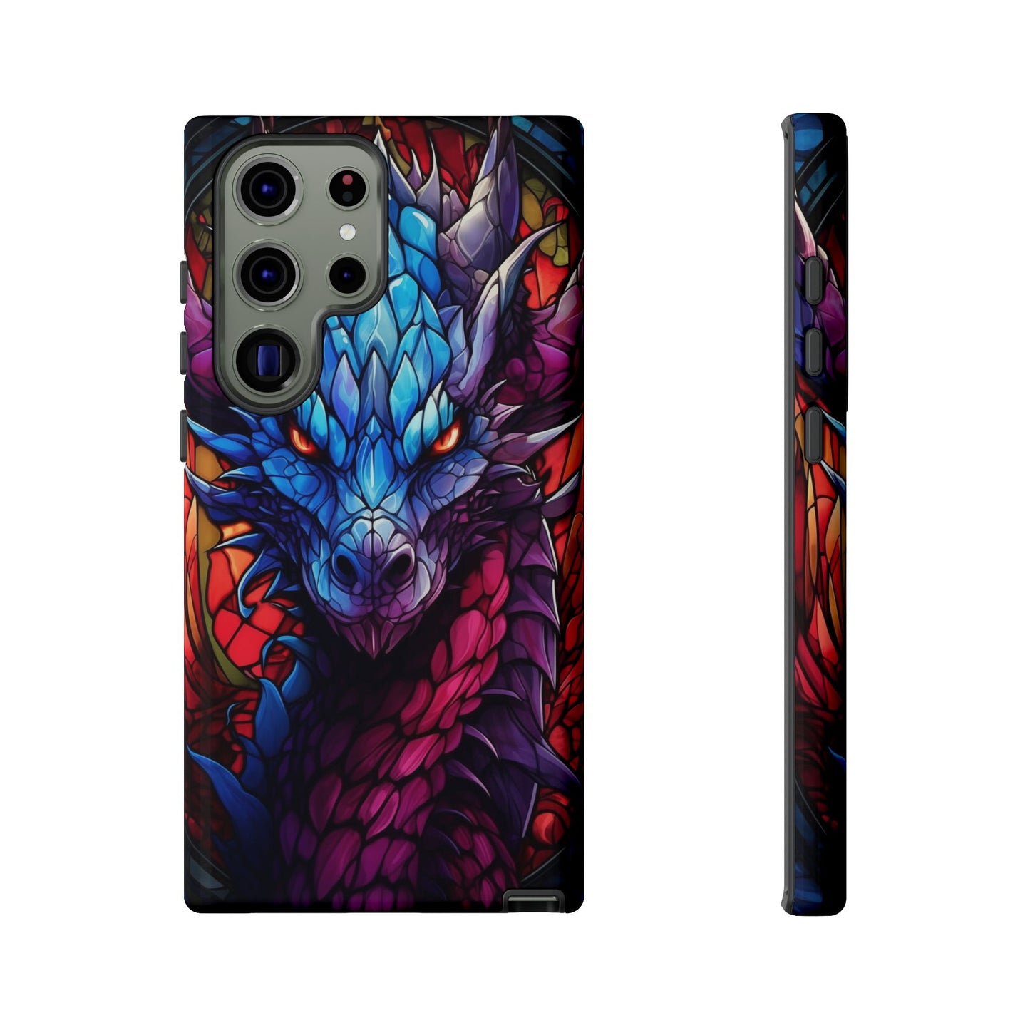 Colorful Blue Dragon Stained Glass Design Phone Case - Tough and Stylish Protection for Your Device, iPhone, Samsung, DND, Fantasy