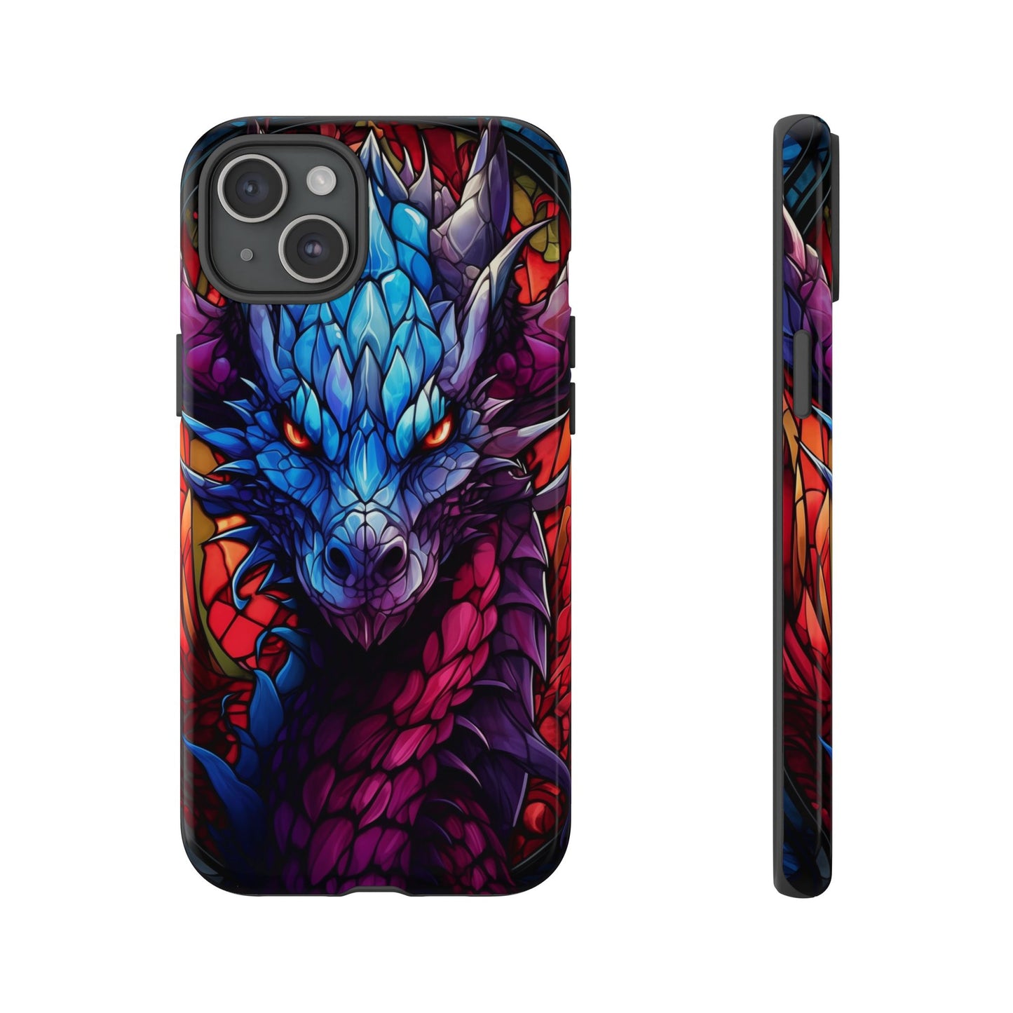 Colorful Blue Dragon Stained Glass Design Phone Case - Tough and Stylish Protection for Your Device, iPhone, Samsung, DND, Fantasy