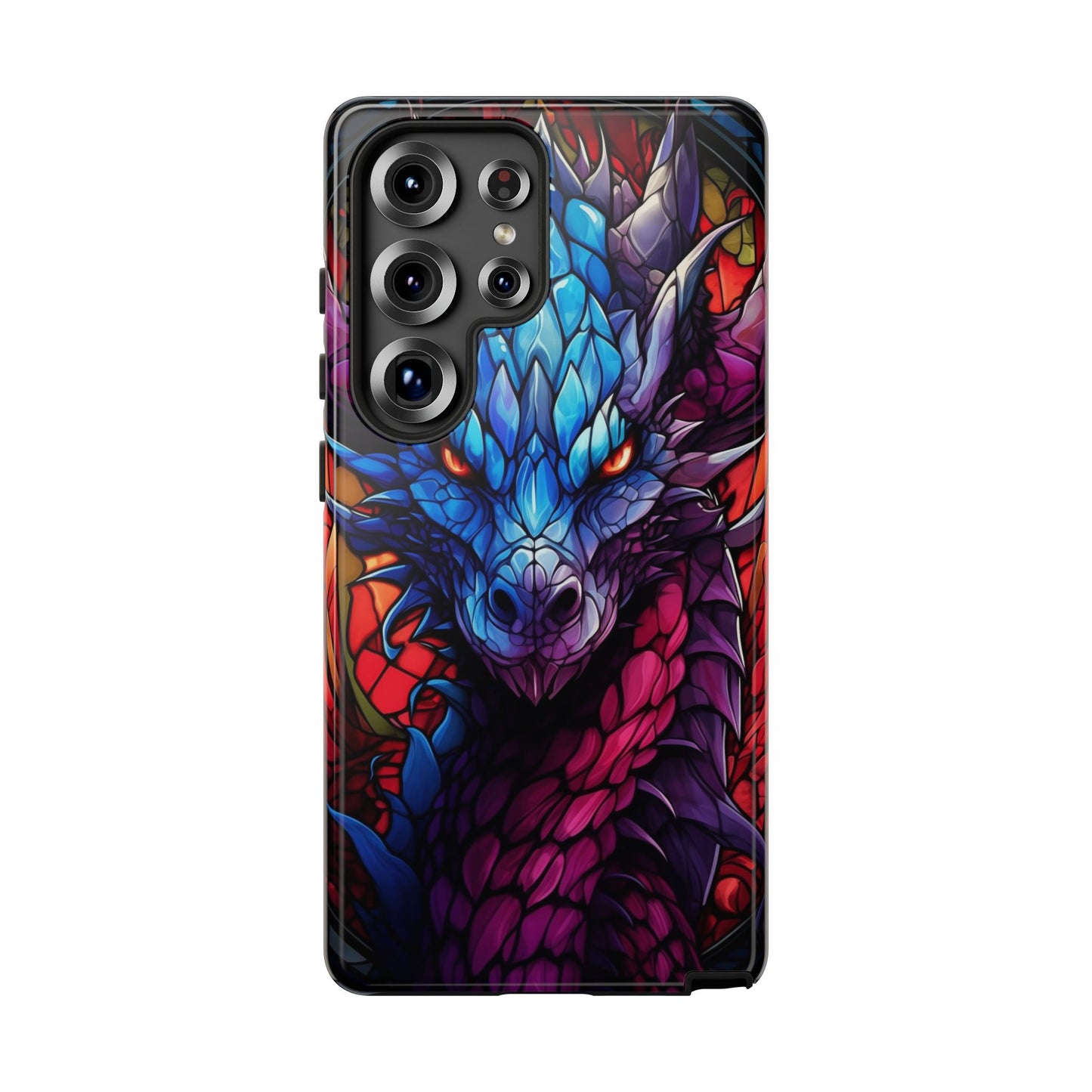Colorful Blue Dragon Stained Glass Design Phone Case - Tough and Stylish Protection for Your Device, iPhone, Samsung, DND, Fantasy