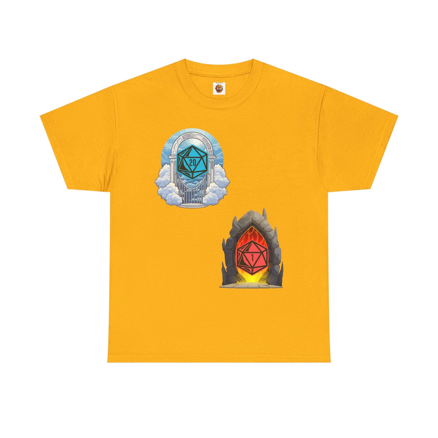 Heaven Hell D20 Fantasy Dungeons and Dragons DND Unisex Heavy Cotton Tee Shirt T-Shirt - RPG, TTRPG, Roleplaying, Geek, Nerd