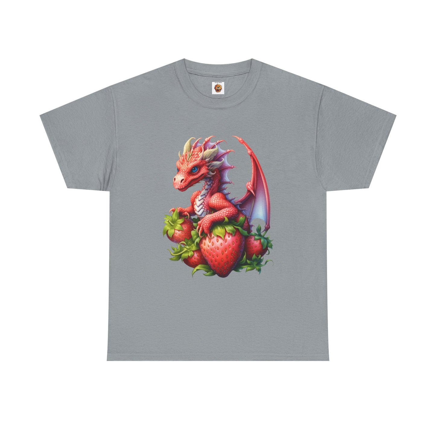 Vintage Strawberry Dragon Unisex Heavy Cotton Tee T-Shirt, Gift for Women, Birthday Shirt, Fantasy Apparel, Fruit Of The Spirit, RPG, Geek, Nerd