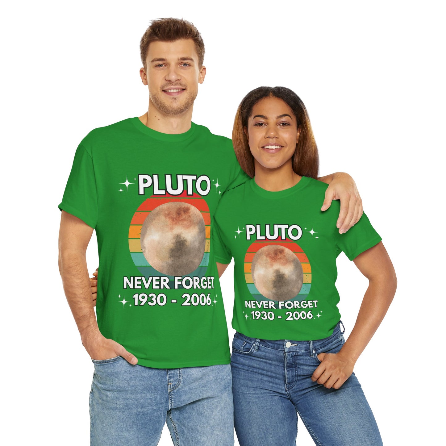Retro Pluto Tee Shirt - "Never Forget 1930-2006" - Unisex Heavy Cotton T-Shirt, Vintage, Geek, Nerd, Space, Science, Solar System