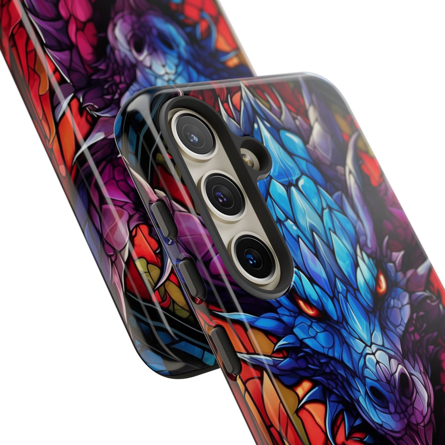Colorful Blue Dragon Stained Glass Design Phone Case - Tough and Stylish Protection for Your Device, iPhone, Samsung, DND, Fantasy