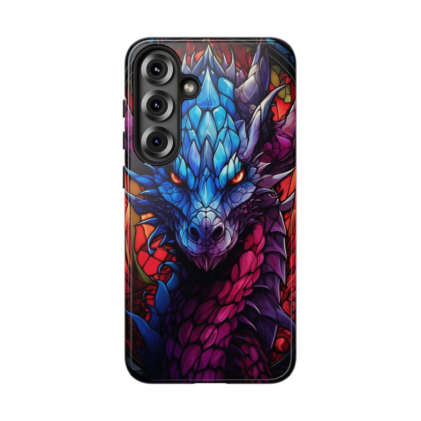 Colorful Blue Dragon Stained Glass Design Phone Case - Tough and Stylish Protection for Your Device, iPhone, Samsung, DND, Fantasy