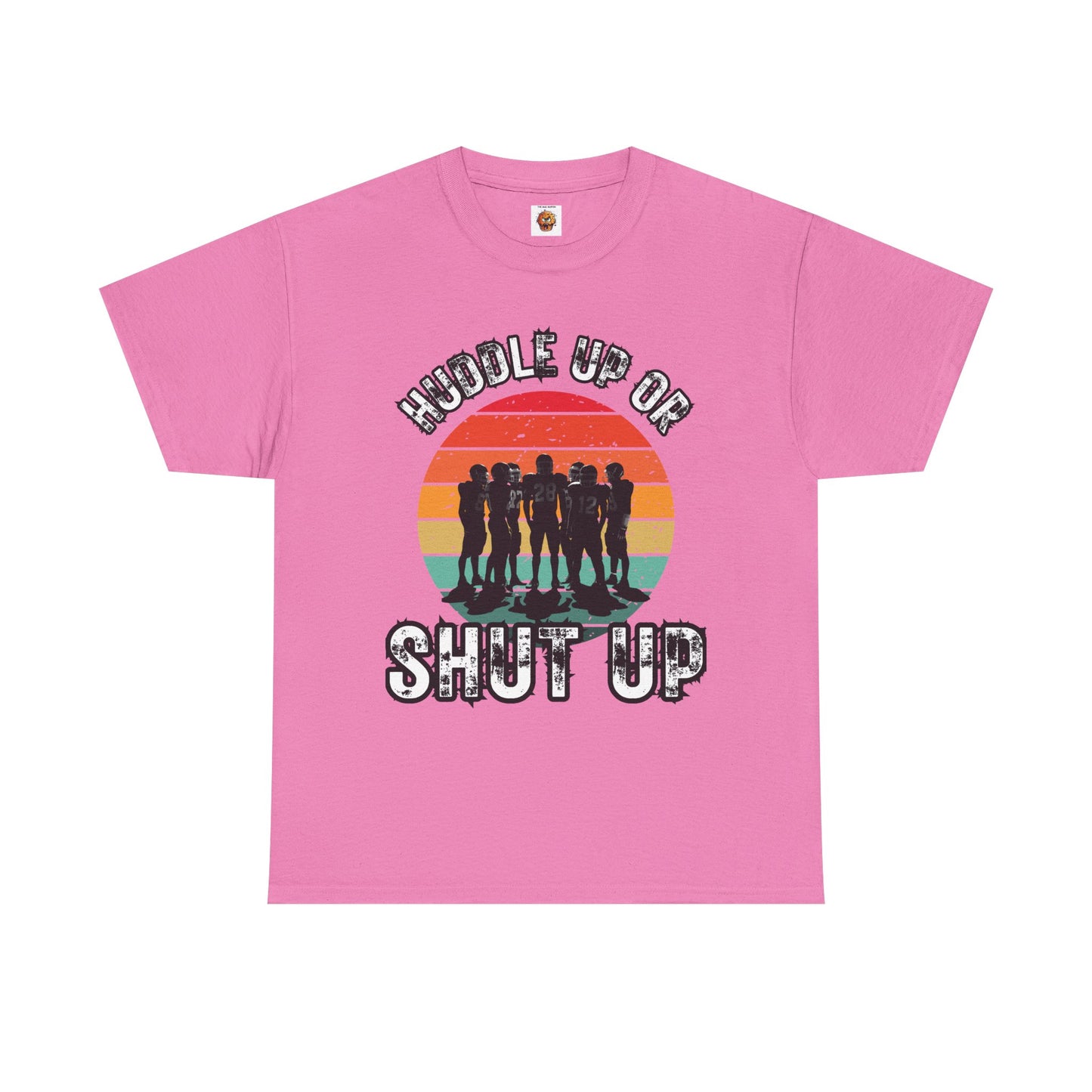 'Huddle Up Or Shut Up' Unisex Heavy Cotton Tee with Retro Design, Vintage Graphic Tee, Gift for Friends, Casual Wear, Summer Shirt, Funny T-Shirt, American Football
