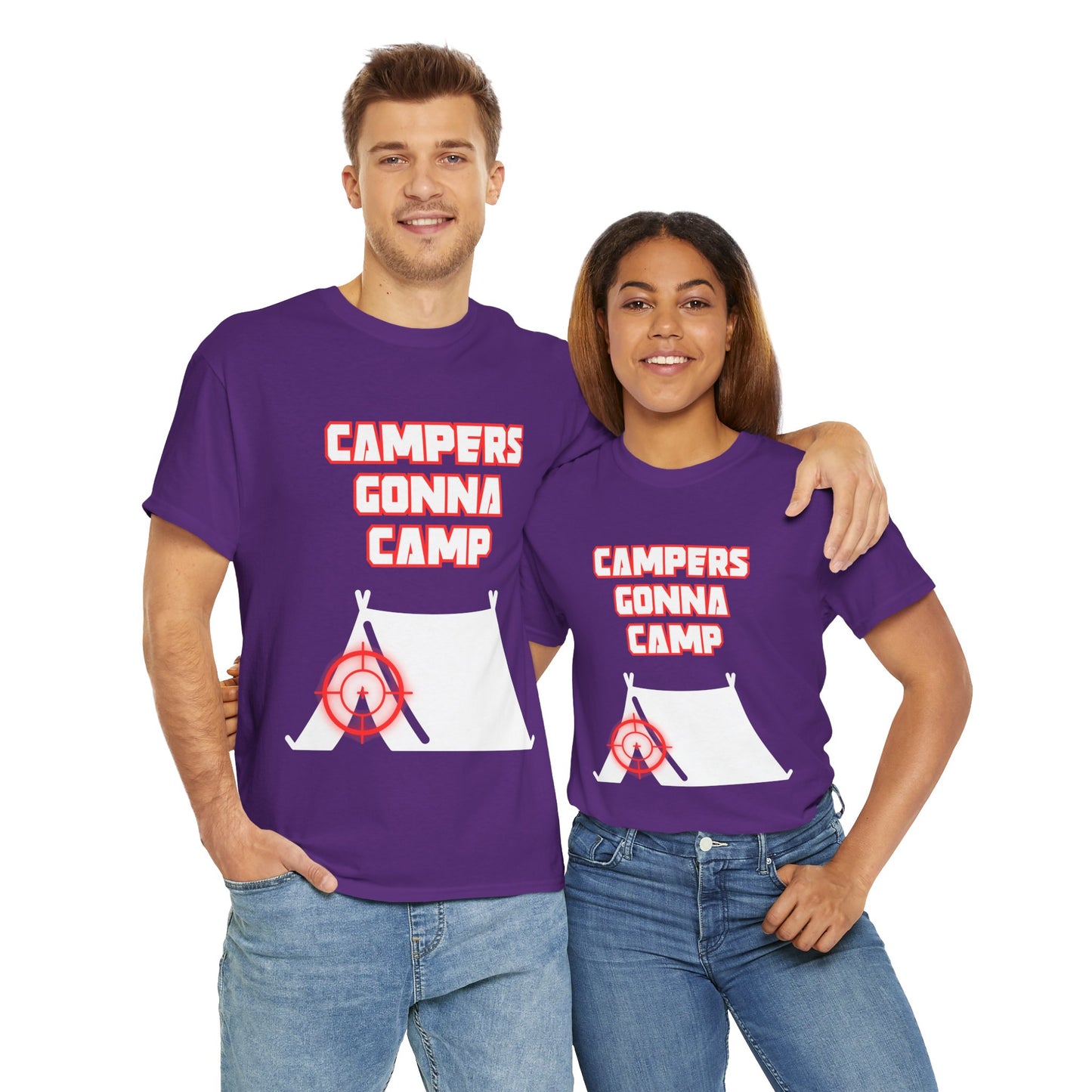 Campers Gonna Camp Unisex Heavy Cotton Tee Shirt T-Shirt - Perfect Gift for Gamers, Gaming, Video Game Lovers, Geek, Nerd