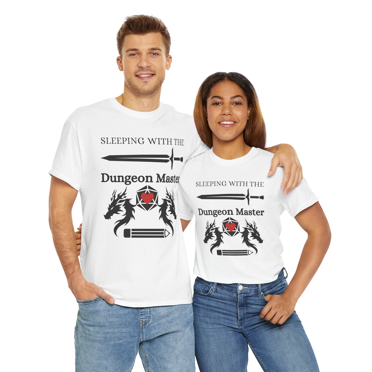 Sleeping with the Dungeon Master Dungeons and Dragons DND Unisex Heavy Cotton Tee Shirt T-Shirt - RPG, TTRPG, Roleplaying, Geek, Nerd