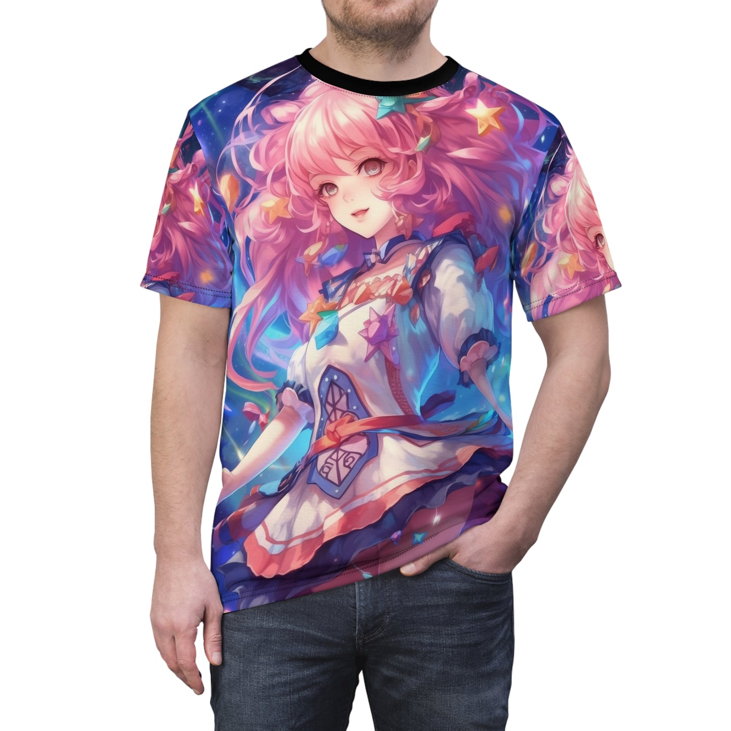 Celestial Magical Girl Transformation Unisex AOP Tee with Fantasy Design, Sailor Scout, Sailor Moon, Anime, Weeb, Otaku, Geek, Nerd