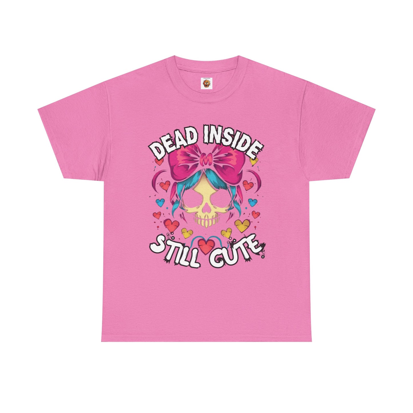 'Dead Inside Still Cute' Kawaii Skull & Heart Graphic T-Shirt, Unisex Heavy Cotton Tee, Casual Wear, Halloween Gift, Festival Fashion, Trendy Streetwear, Scary, Creepy, Gothic, Anime, Weeb, Otaku, Geek, Nerd