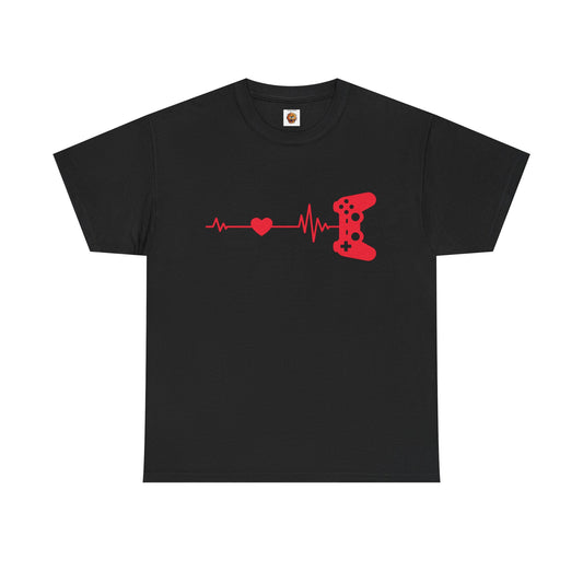Gamer Heartbeat Import Video Game Controller Unisex Heavy Cotton Tee Shirt T-Shirt  - Perfect for Gaming Enthusiasts, Geek, Nerd