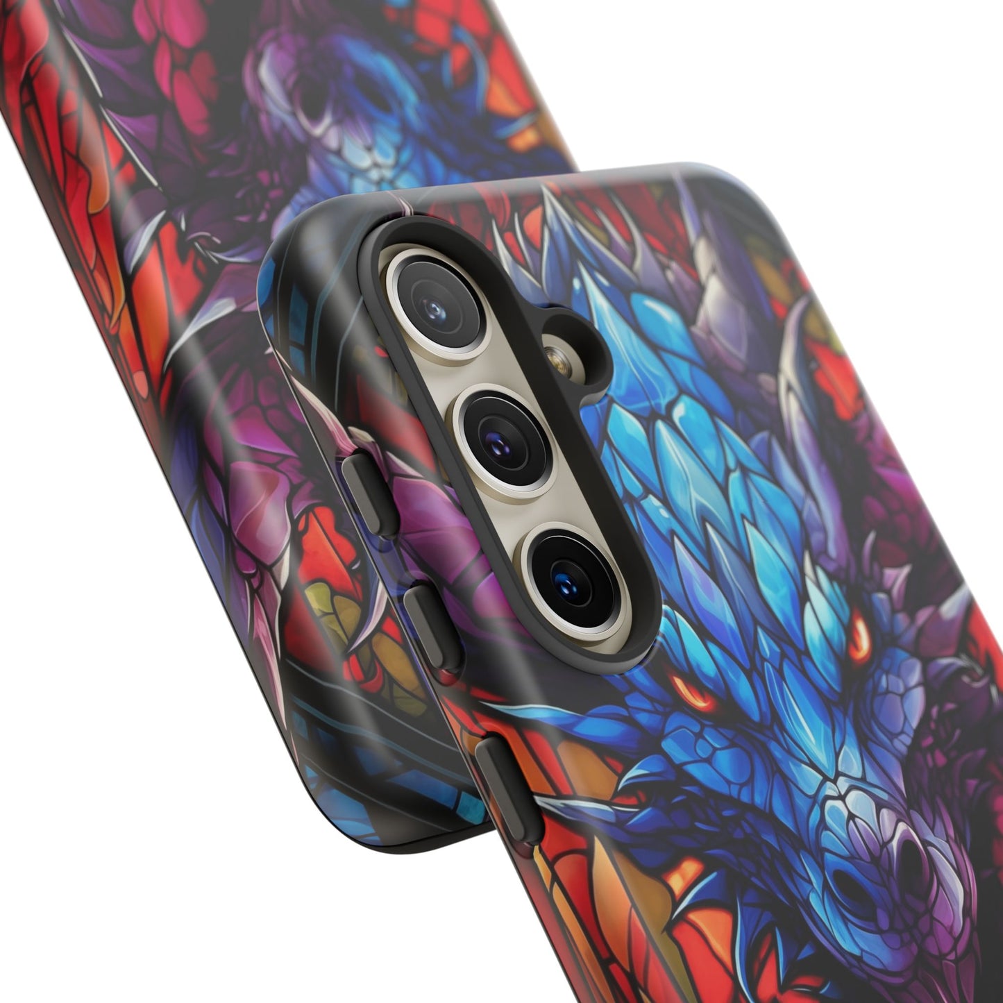 Colorful Blue Dragon Stained Glass Design Phone Case - Tough and Stylish Protection for Your Device, iPhone, Samsung, DND, Fantasy