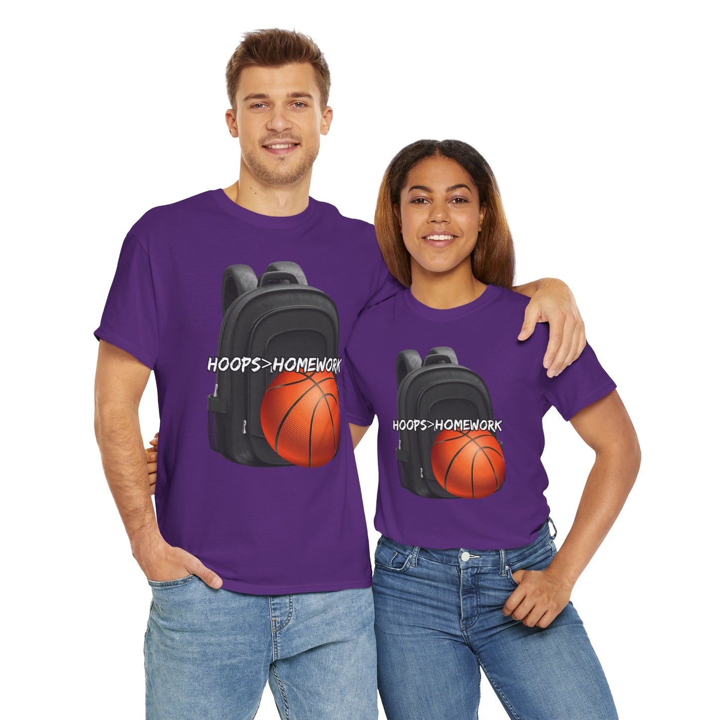 Basketball Tee: Hoops Over Homework, Unisex Cotton Shirt for Sports Lovers, Perfect for Students, Birthday Gift, Game Day Wear