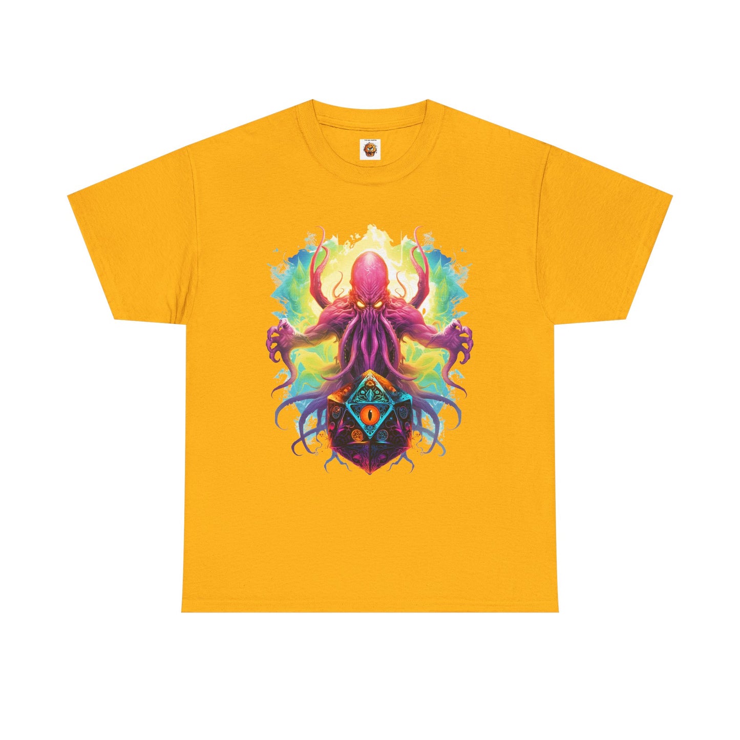 Cosmic Kraken Ancient God Cthulhu Unisex Heavy Cotton Tee Shirt T-Shirt - Vibrant Octopus Design, DND, RPG, TTRPG, Roleplaying, Scary, Horror, Geek, Nerd