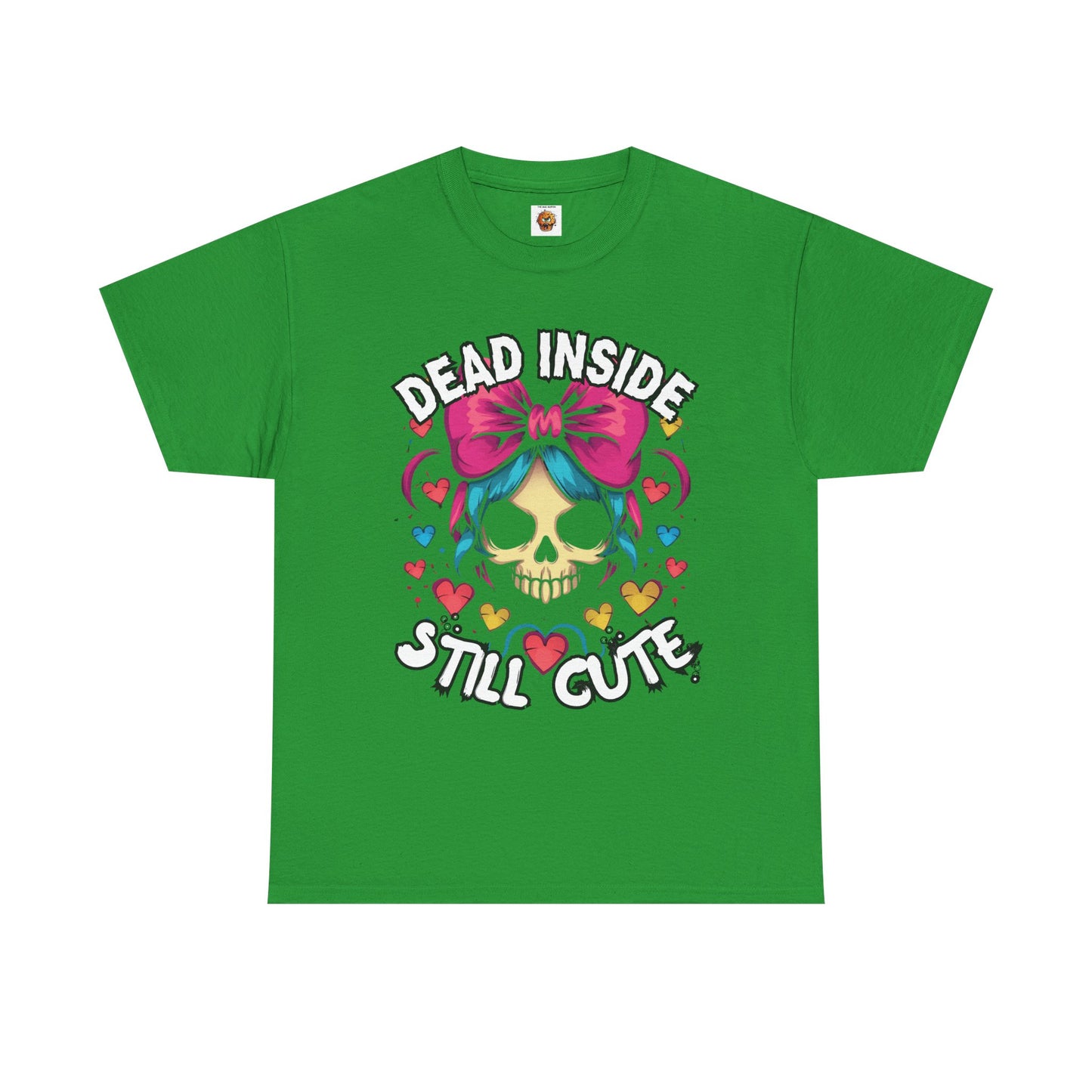 'Dead Inside Still Cute' Kawaii Skull & Heart Graphic T-Shirt, Unisex Heavy Cotton Tee, Casual Wear, Halloween Gift, Festival Fashion, Trendy Streetwear, Scary, Creepy, Gothic, Anime, Weeb, Otaku, Geek, Nerd