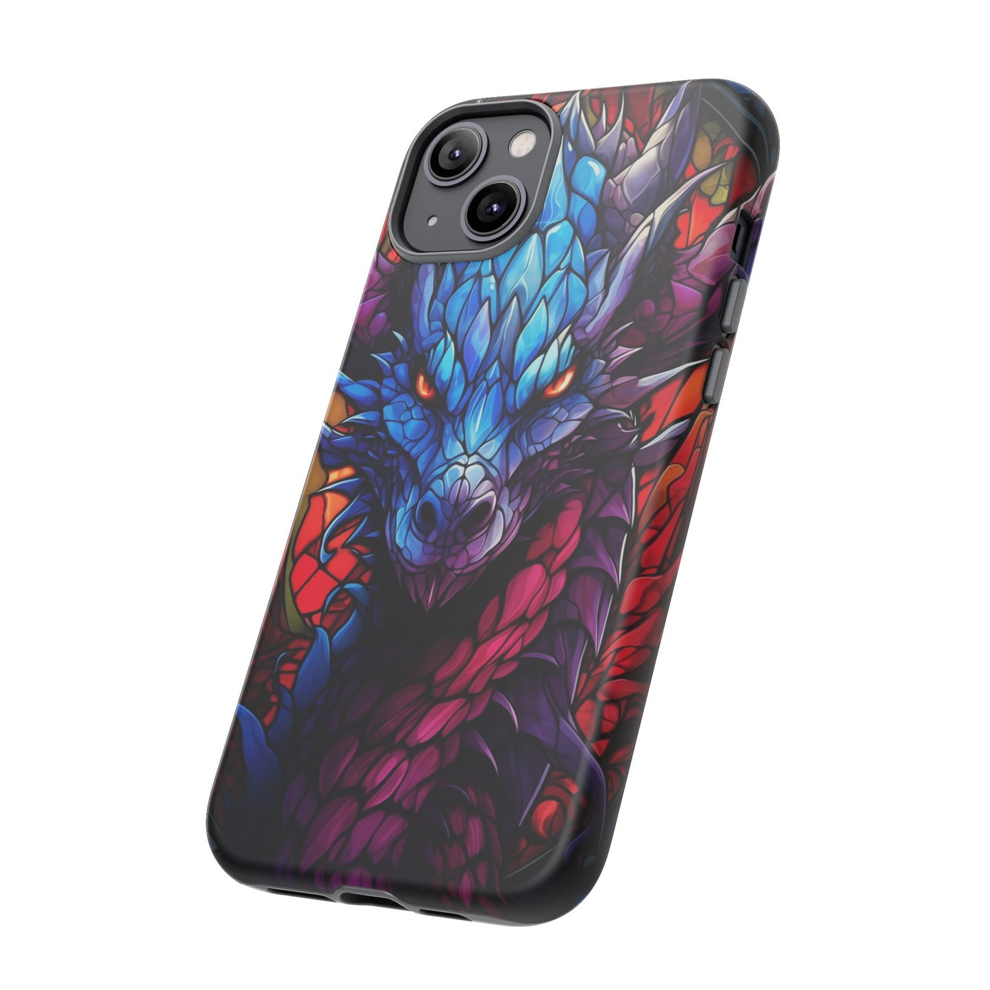 Colorful Blue Dragon Stained Glass Design Phone Case - Tough and Stylish Protection for Your Device, iPhone, Samsung, DND, Fantasy