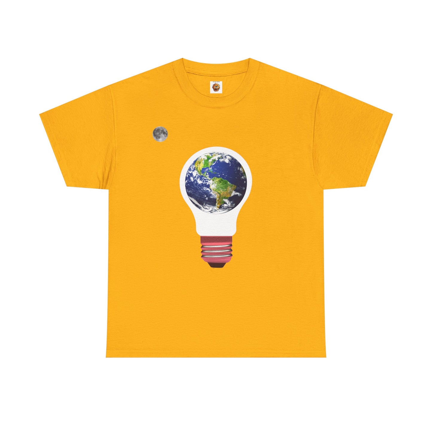 Earth Lightbulb Unisex Heavy Cotton Tee Shirt - Fun Graphic T-Shirt for Science Lovers, Moon, Sci-Fi, Geek, Nerd