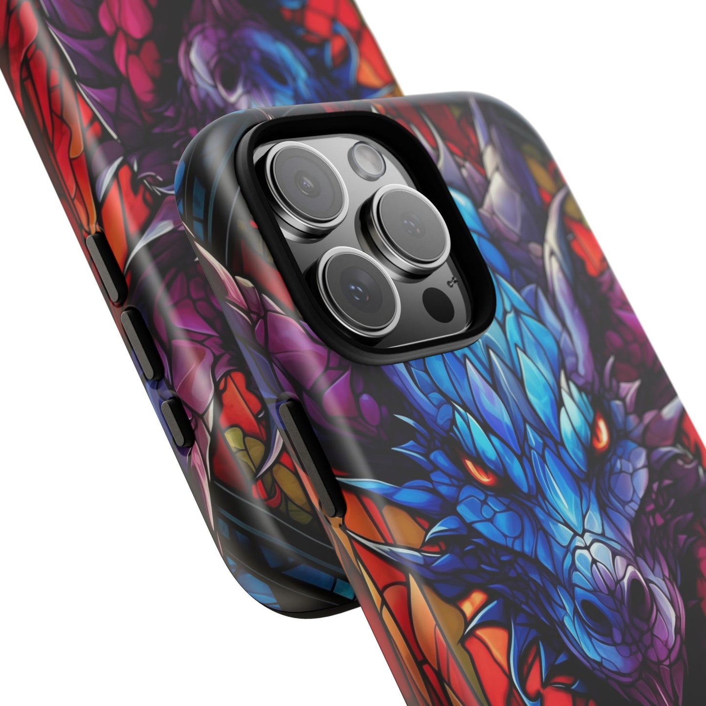 Colorful Blue Dragon Stained Glass Design Phone Case - Tough and Stylish Protection for Your Device, iPhone, Samsung, DND, Fantasy