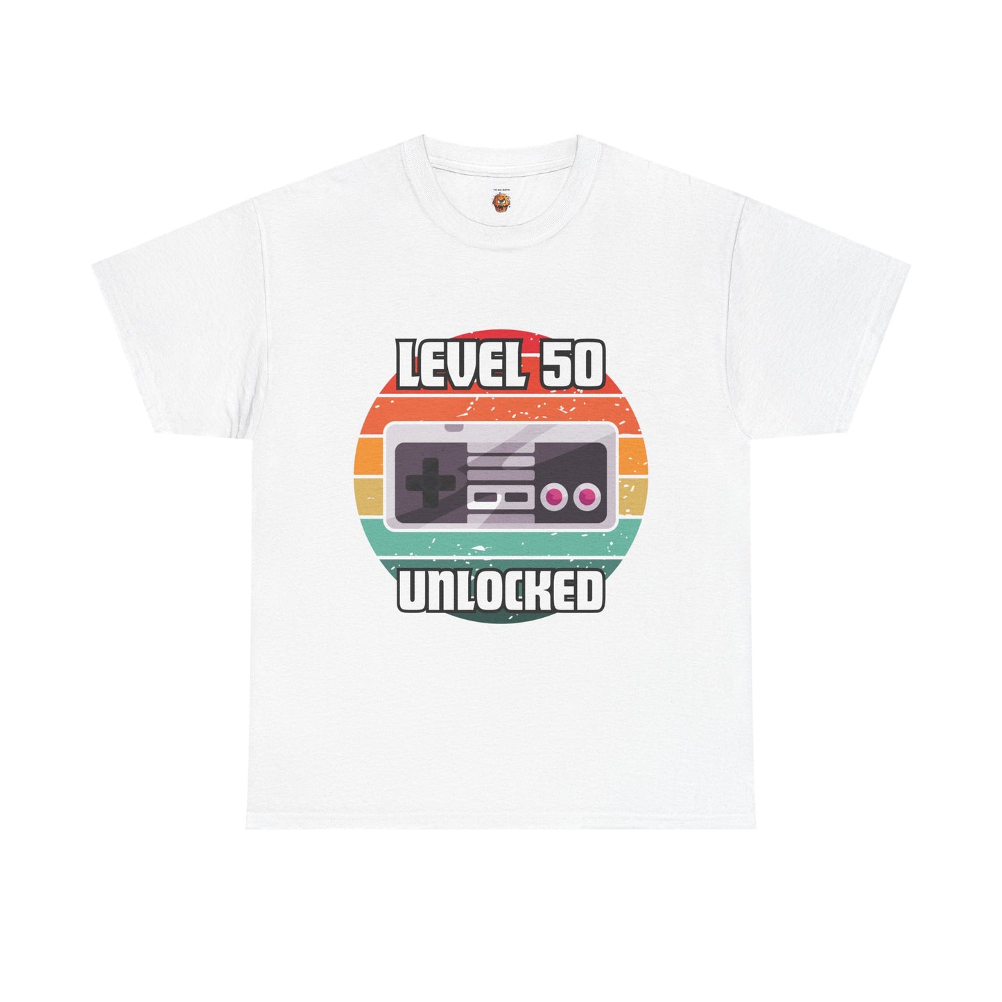 Gaming Level 50 Unlocked Tee - Unisex Heavy Cotton T-Shirt, Video Game, Gamer, Happy Birthday Shirt, Geek, Nerd, Retro
