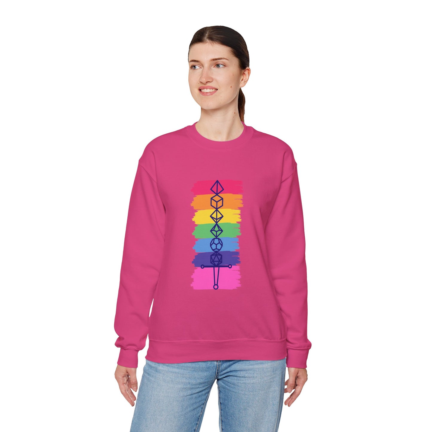 Safe Space Pride Month Rainbow Sword Dungeons and Dragons DND Unisex Heavy Blend Sweatshirt T-Shirt - RPG, TTRPG, Roleplaying, Geek, Nerd