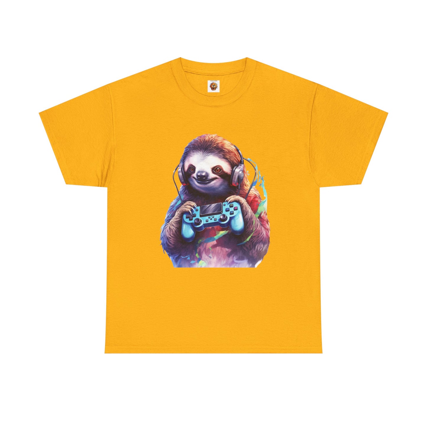 Cute Kawaii Gaming Sloth Unisex Heavy Cotton Tee - Animal Shirt, Gamer Apparel, Video Game, Anime, Weeb, Otaku, Geek, Nerd