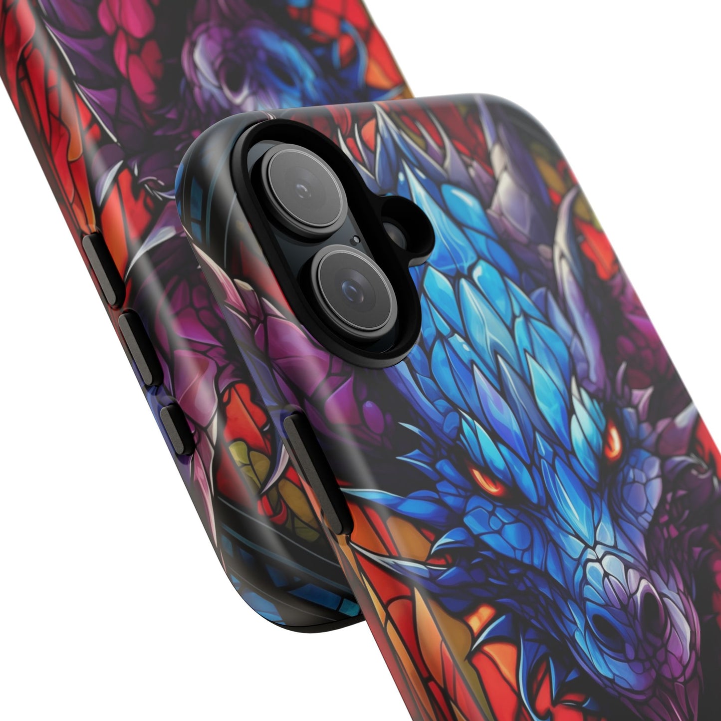Colorful Blue Dragon Stained Glass Design Phone Case - Tough and Stylish Protection for Your Device, iPhone, Samsung, DND, Fantasy