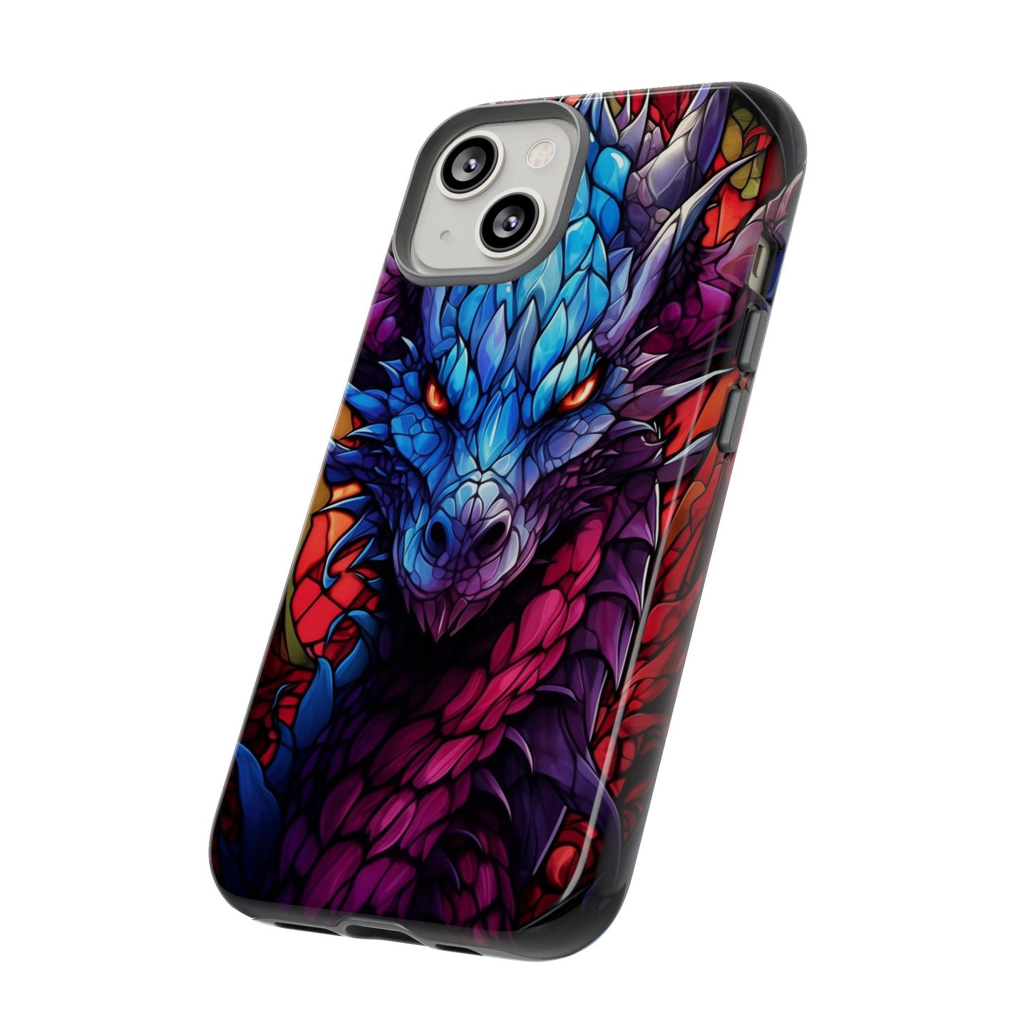 Colorful Blue Dragon Stained Glass Design Phone Case - Tough and Stylish Protection for Your Device, iPhone, Samsung, DND, Fantasy