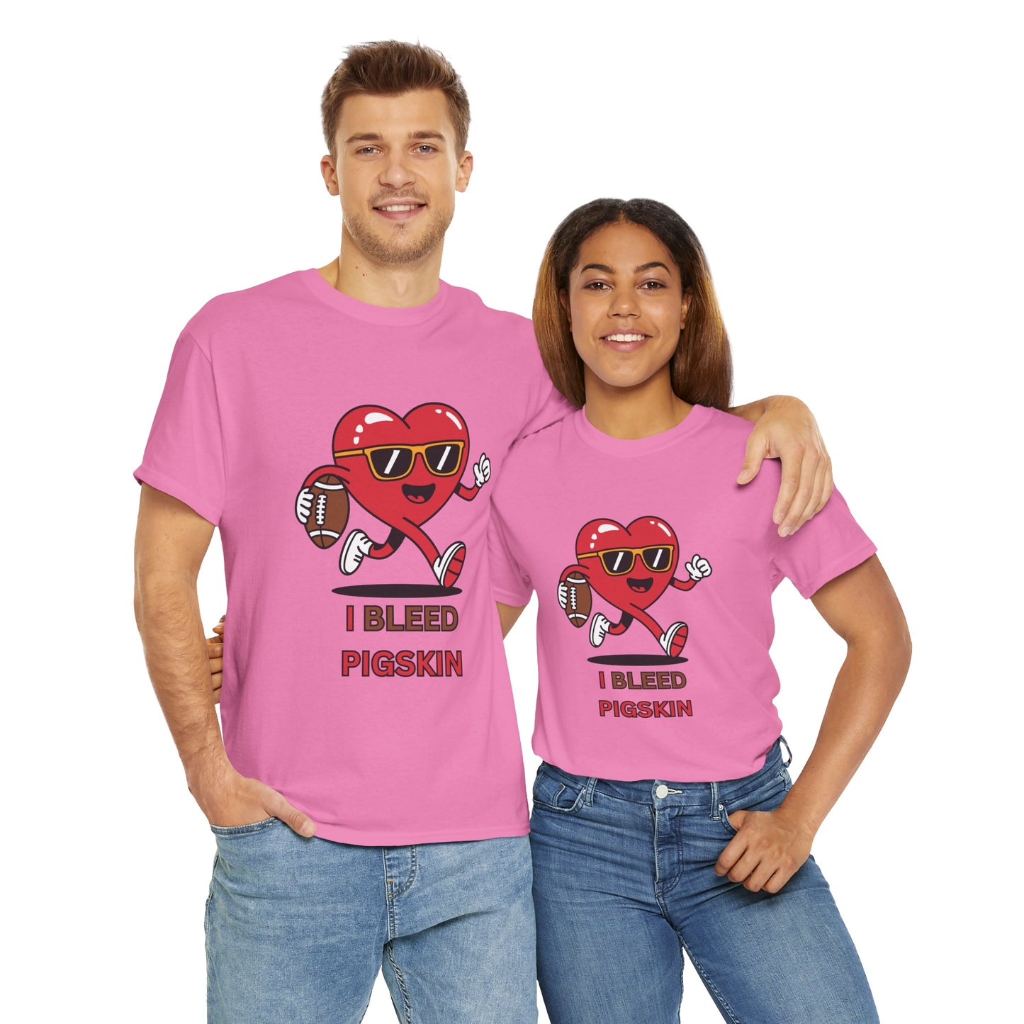 'I Bleed Pigskin' Stylish Football Heart Tee, Casual Wear, Sports Fan Gift, Unisex T-Shirt, Perfect for Game Day, Teen Apparel, Gift for Him/Her