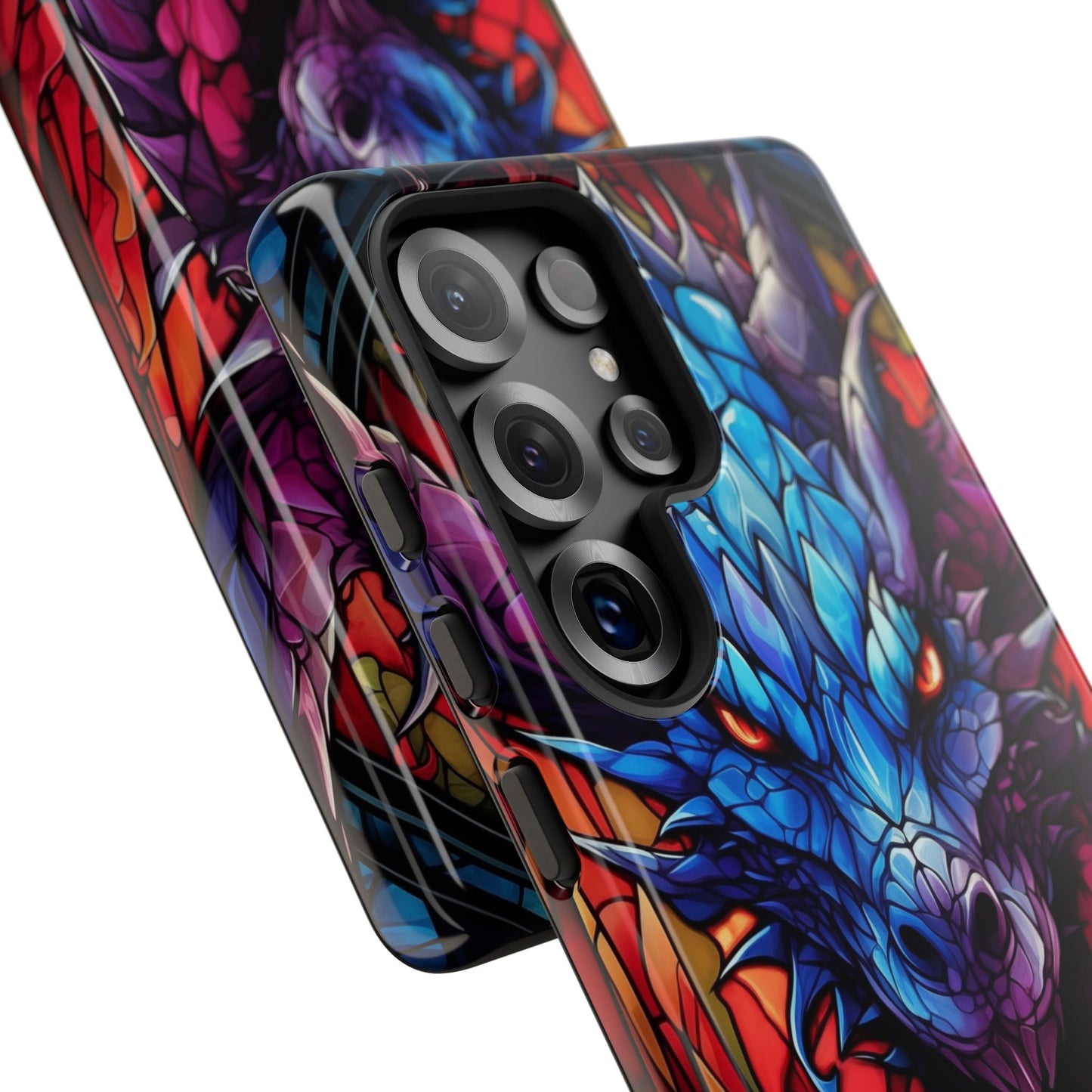 Colorful Blue Dragon Stained Glass Design Phone Case - Tough and Stylish Protection for Your Device, iPhone, Samsung, DND, Fantasy