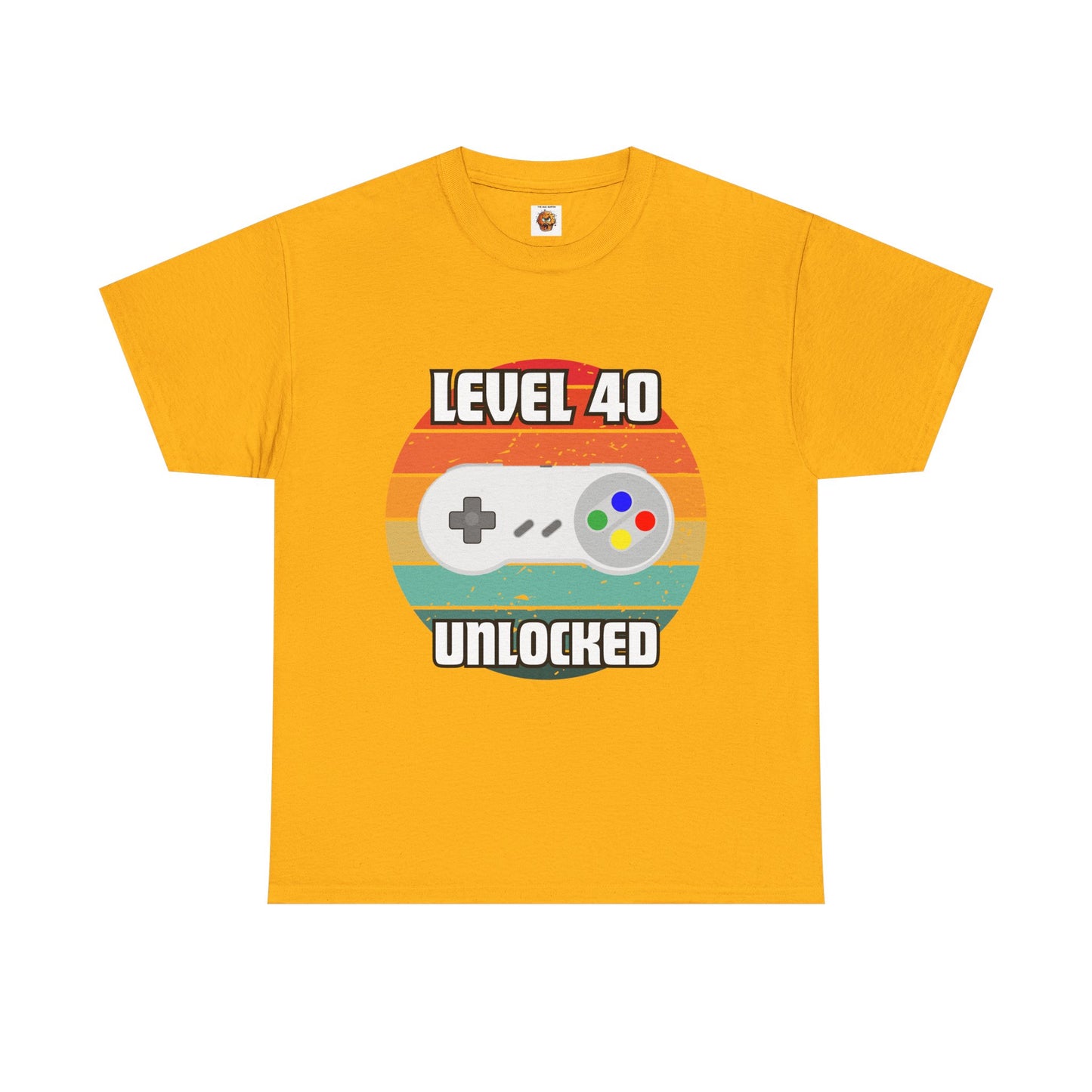 Gaming Level 40 Unlocked Tee - Unisex Heavy Cotton T-Shirt, Video Game, Gamer, Happy Birthday Shirt, Geek, Nerd, Retro