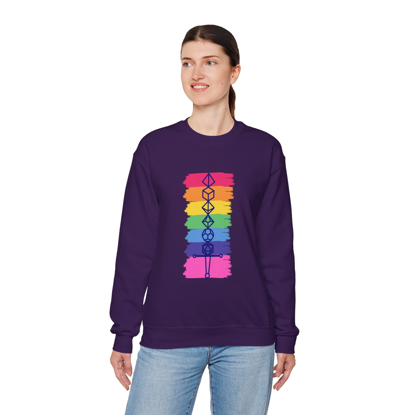Safe Space Pride Month Rainbow Sword Dungeons and Dragons DND Unisex Heavy Blend Sweatshirt T-Shirt - RPG, TTRPG, Roleplaying, Geek, Nerd