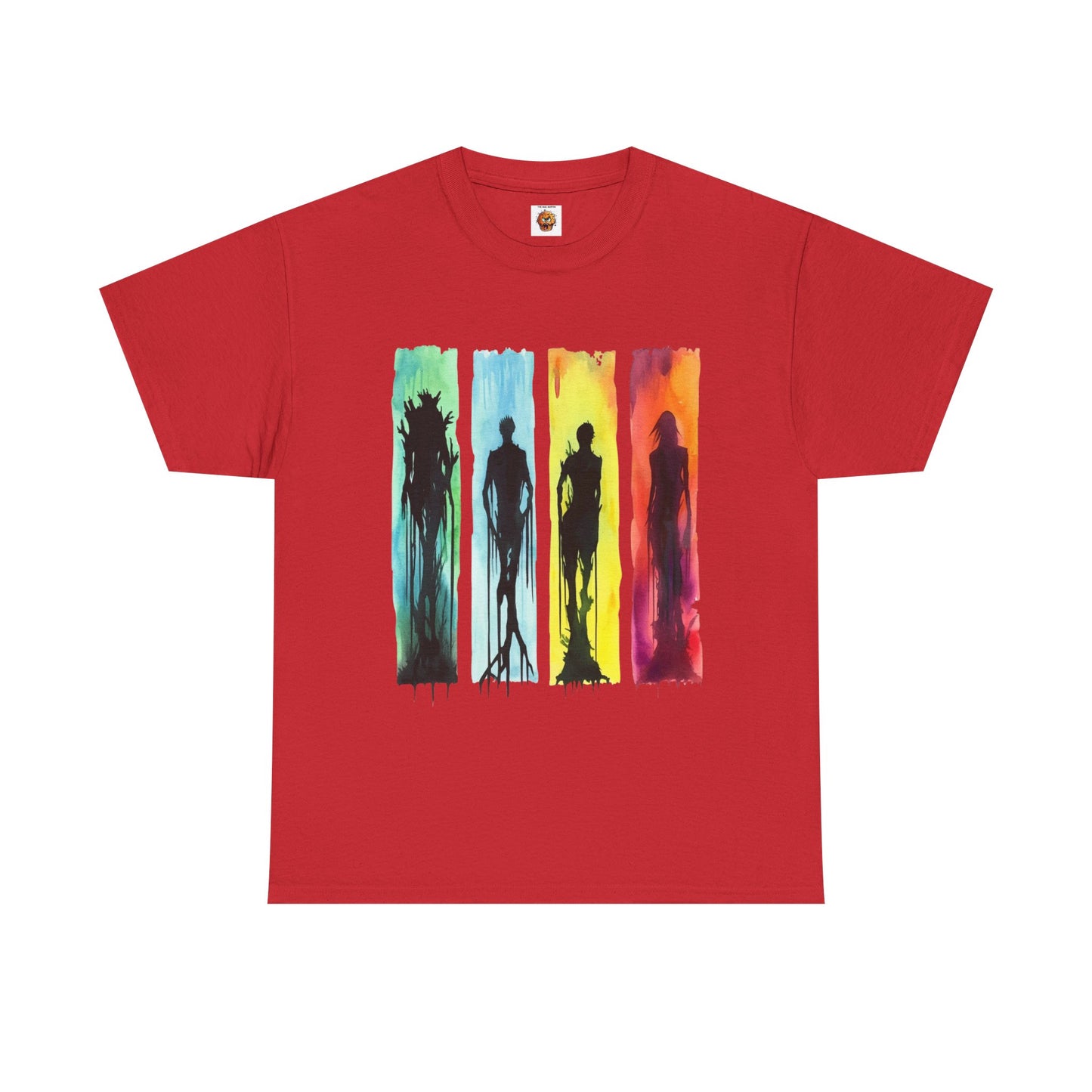 Watercolor Brushstroke Horror Monsters Unisex Heavy Cotton Tee Shirt - Zombie, Scary, Halloween, T-Shirt, Colorful, Geek, Nerd