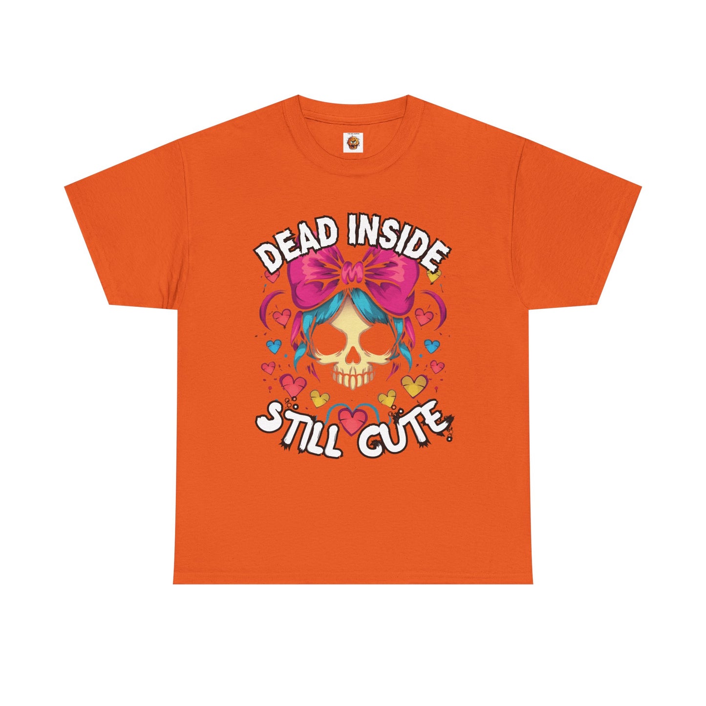 'Dead Inside Still Cute' Kawaii Skull & Heart Graphic T-Shirt, Unisex Heavy Cotton Tee, Casual Wear, Halloween Gift, Festival Fashion, Trendy Streetwear, Scary, Creepy, Gothic, Anime, Weeb, Otaku, Geek, Nerd