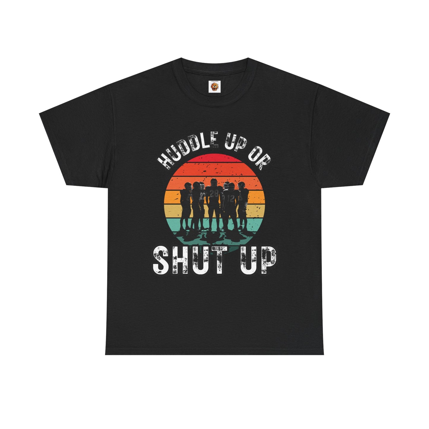 'Huddle Up Or Shut Up' Unisex Heavy Cotton Tee with Retro Design, Vintage Graphic Tee, Gift for Friends, Casual Wear, Summer Shirt, Funny T-Shirt, American Football