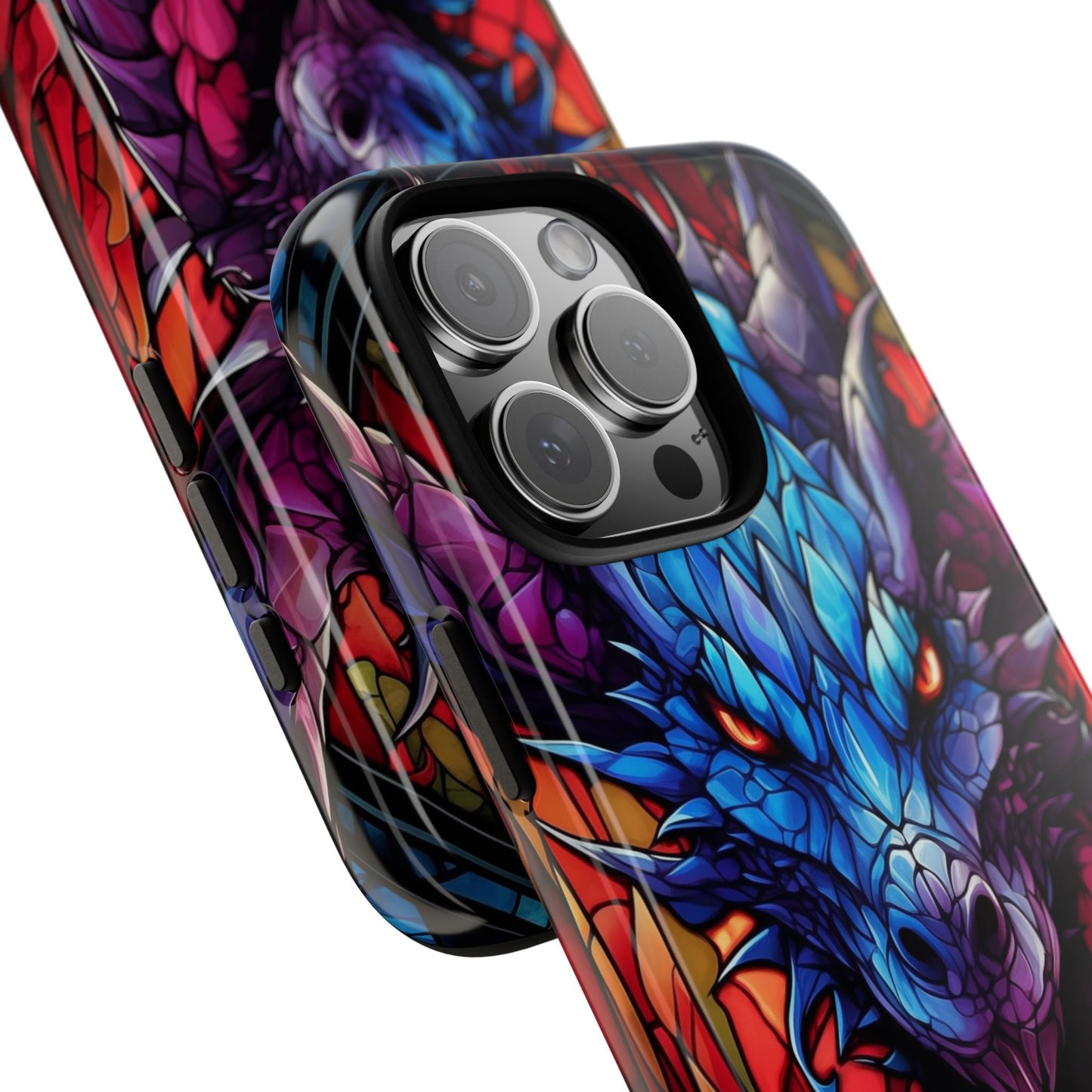 Colorful Blue Dragon Stained Glass Design Phone Case - Tough and Stylish Protection for Your Device, iPhone, Samsung, DND, Fantasy