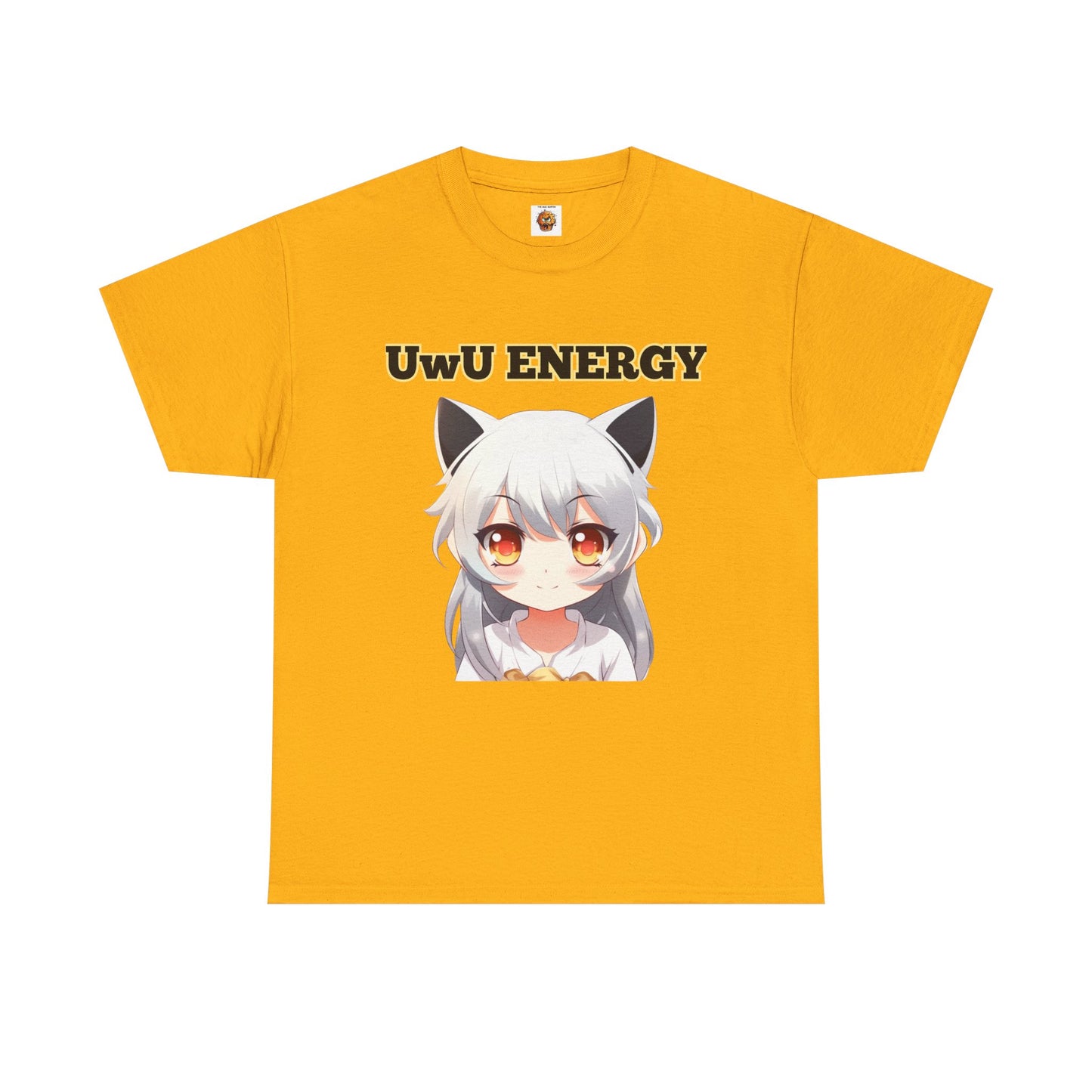 Cute Anime 'UwU ENERGY' Cat Girl Neko Nekomusume Unisex Heavy Cotton Tee Shirt T-Shirt - Weeb, Otaku, Geek, Nerd