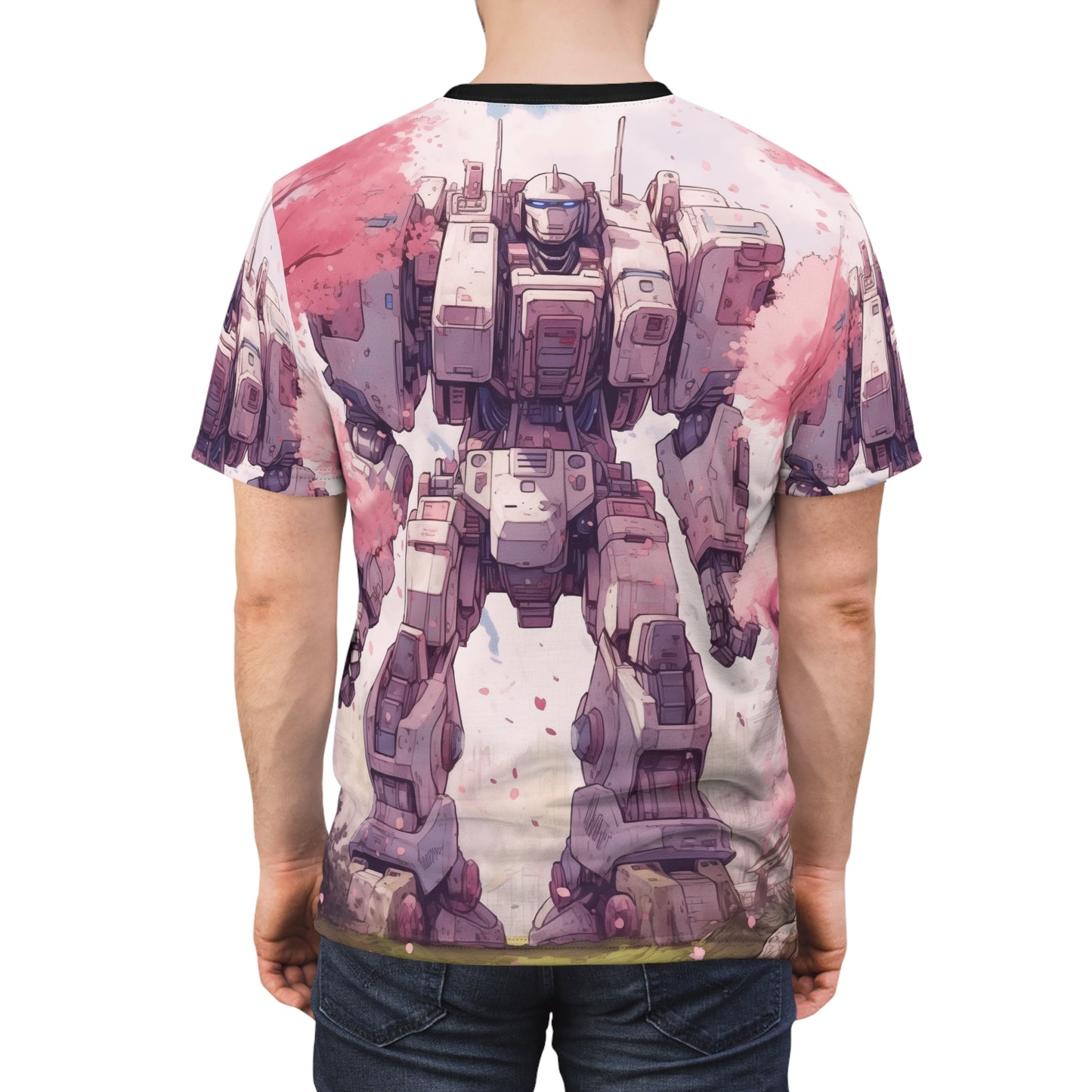 Cherry Blossom Mecha Anime Robot Graphic Unisex Tee - Vintage Mecha Design, Science, Tech, Sci-Fi, Weeb, Otaku, Geek, Nerd