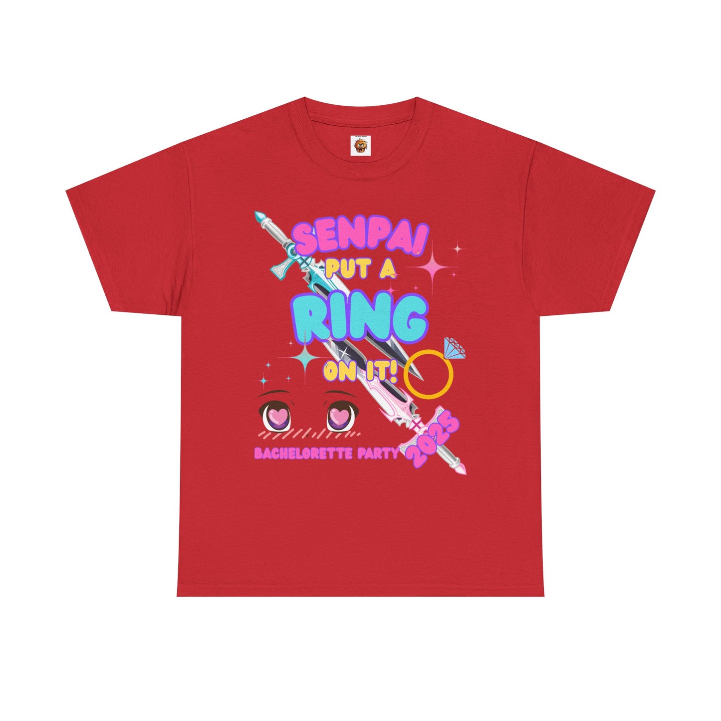 Kawaii Cute Funny Bachelorette Party Tee - "Senpai Put a Ring on It!" Unisex Heavy Cotton T-Shirt, Wedding, Engagement, Anime, Weeb, Otaku, Geek, Nerd