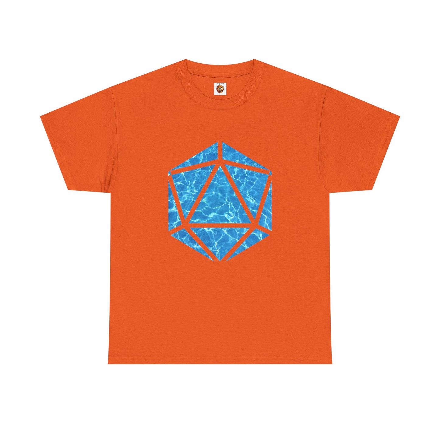 D20 Water Element-Inspired Unisex Heavy Cotton Tee - Graphic Tee, Casual Shirt, Unique Gift, Summer Outfit, Eco-Friendly Fashion, DND, RPG, TTRPG, Geek, Nerd