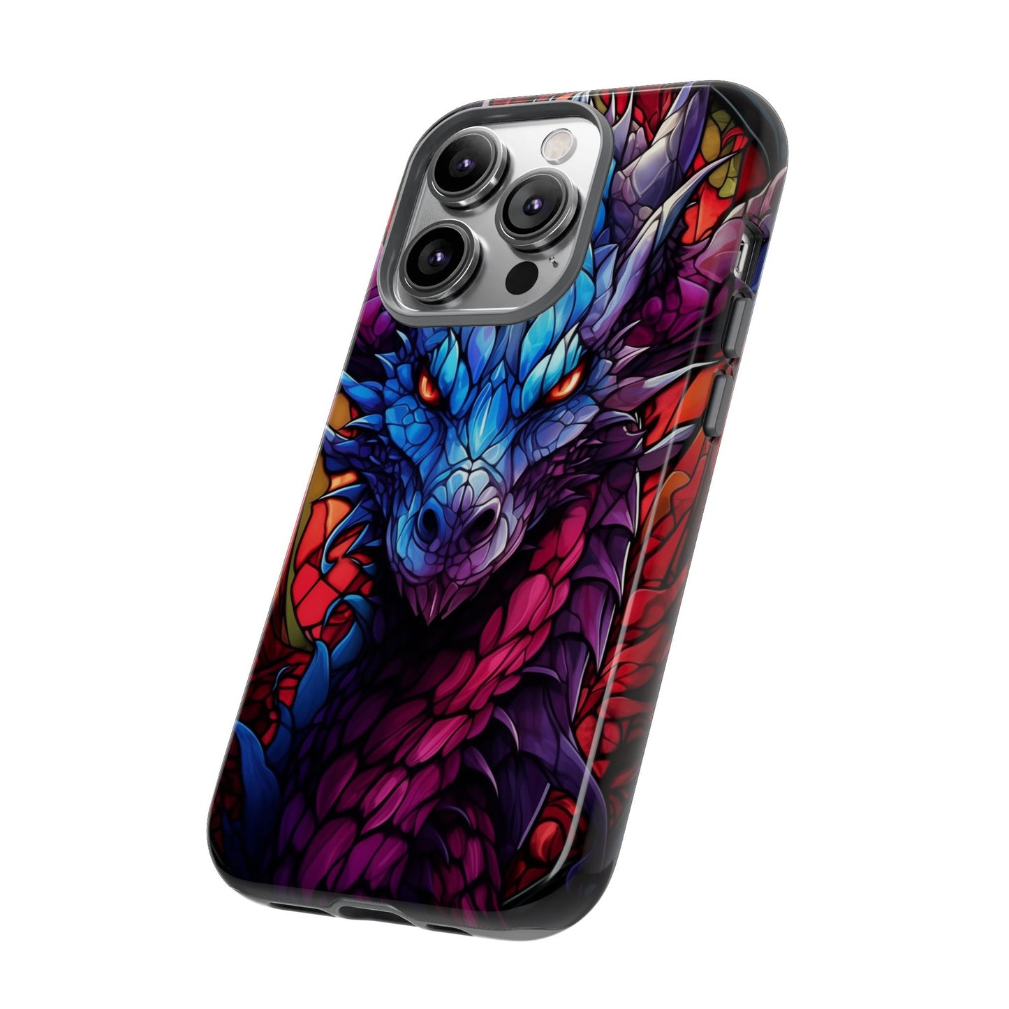 Colorful Blue Dragon Stained Glass Design Phone Case - Tough and Stylish Protection for Your Device, iPhone, Samsung, DND, Fantasy