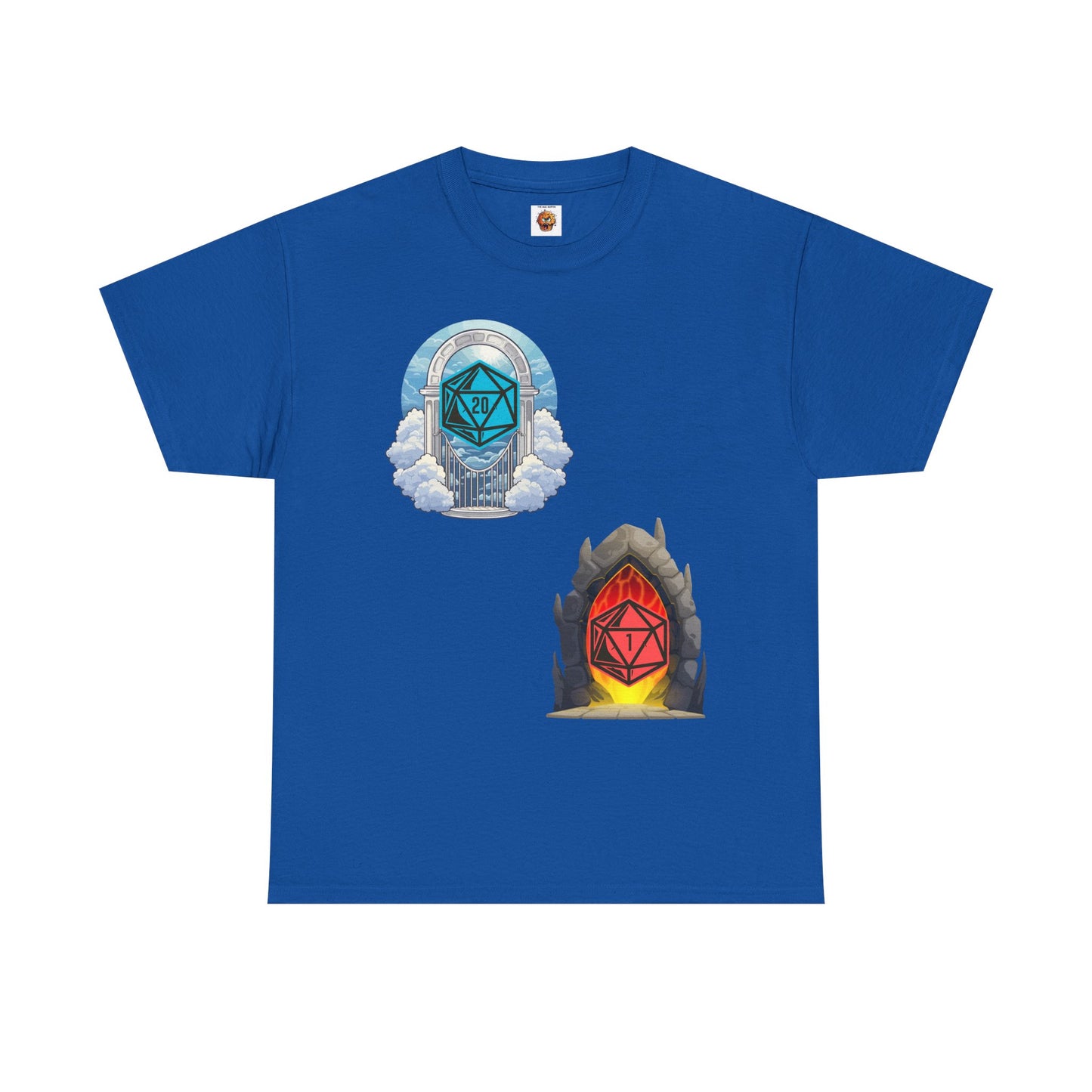 Heaven Hell D20 Fantasy Dungeons and Dragons DND Unisex Heavy Cotton Tee Shirt T-Shirt - RPG, TTRPG, Roleplaying, Geek, Nerd