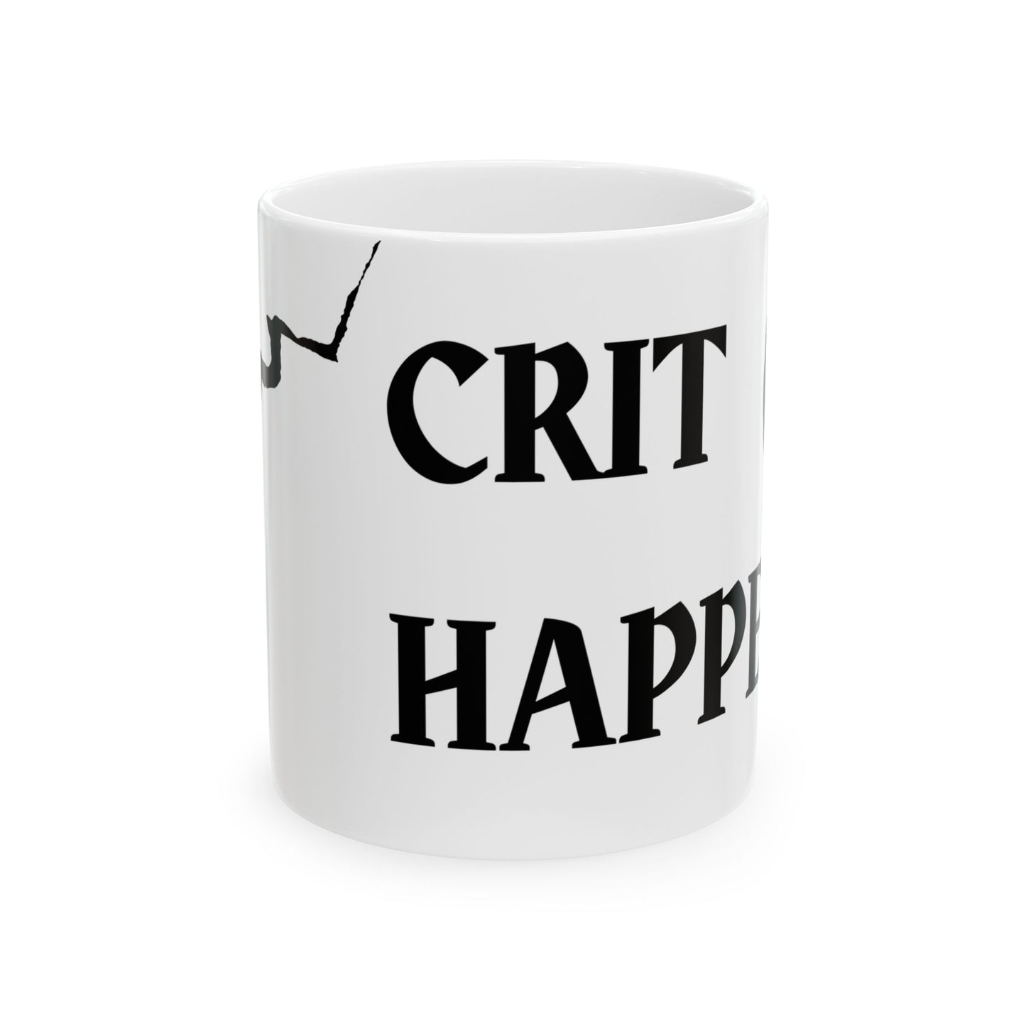 Funny Ceramic Mug - "Crit Happens" Quote D20 - Perfect for Coffee Lovers & Gamers, D&D, DND, RPG, TTRPG, Roleplaying