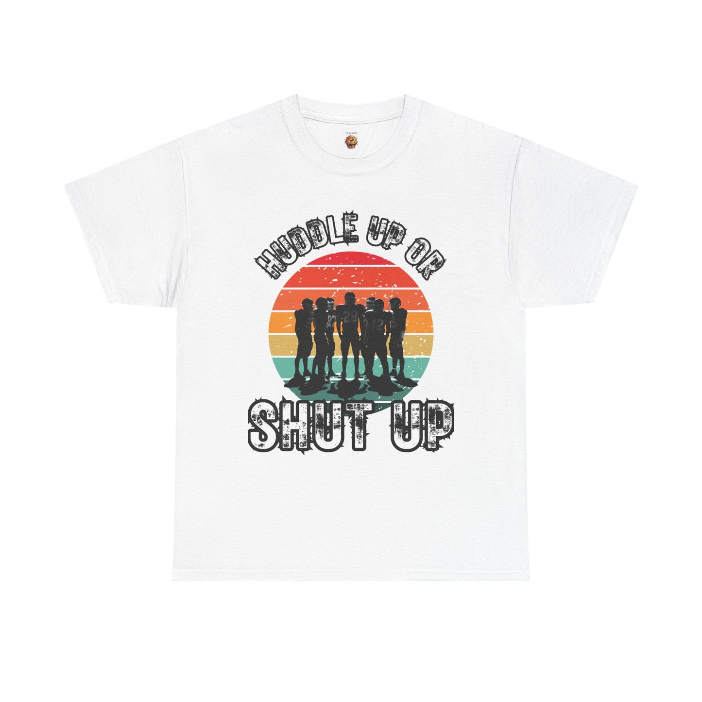 'Huddle Up Or Shut Up' Unisex Heavy Cotton Tee with Retro Design, Vintage Graphic Tee, Gift for Friends, Casual Wear, Summer Shirt, Funny T-Shirt, American Football