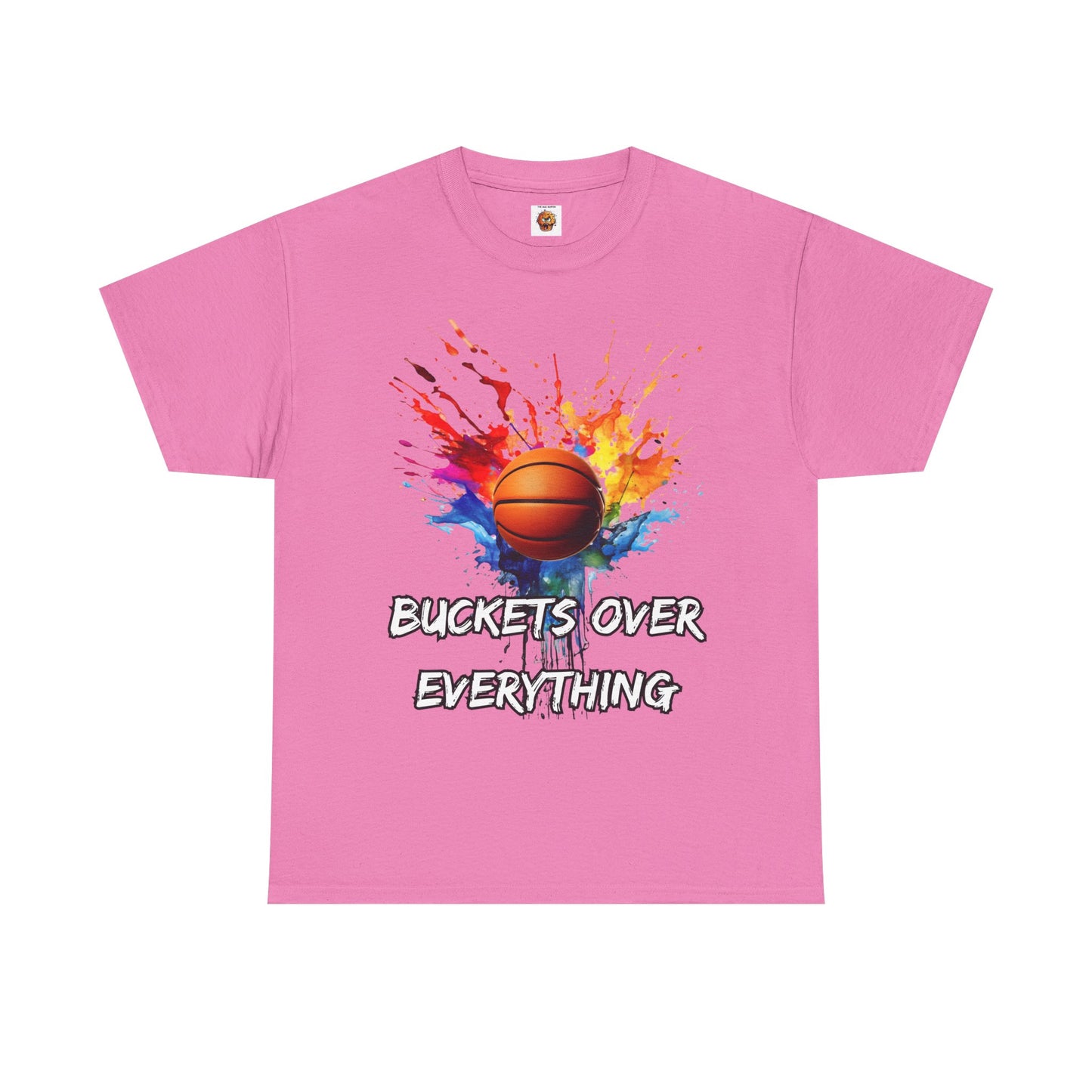 Colorful Basketball Tee - 'Buckets Over Everything' Unisex Heavy Cotton T-Shirt, Sports Enthusiast Gift, Game Day Apparel, Streetwear Style, Paint Splatter