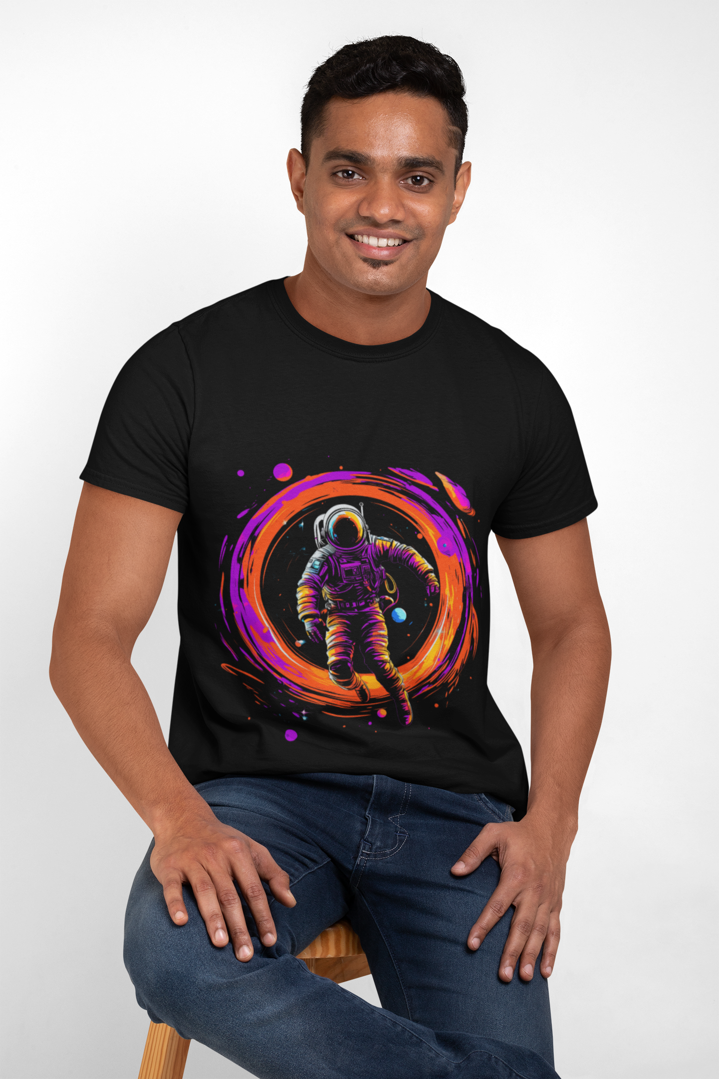 Cosmic Astronaut Space Vortex Unisex Heavy Cotton Tee - Vector Art T-Shirt, Science, Tech, Sci-Fi, Geek, Nerd